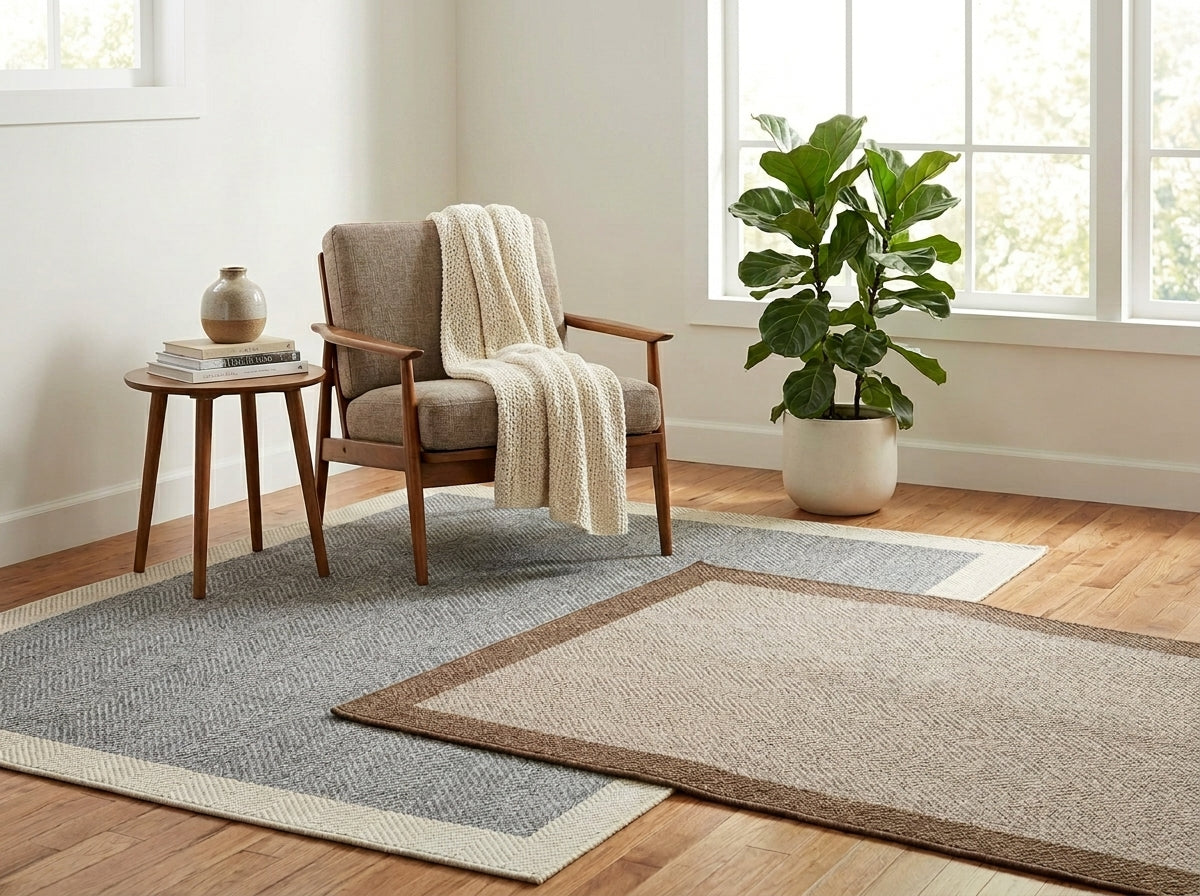 Dijital Baskı Sisal Desenli Leke Tutmaz Makinede Yıkanabilir Pamuk Dokuma Kaymaz Taban Halılar