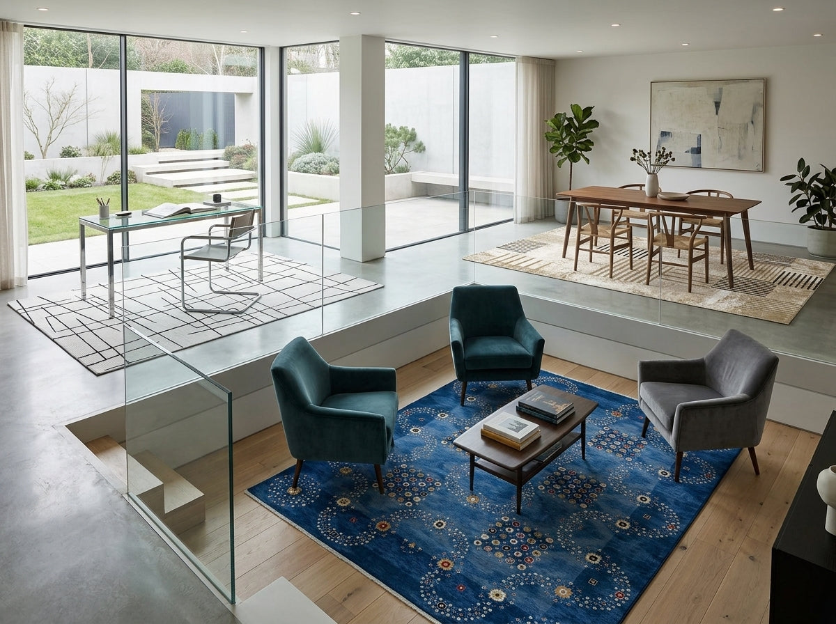 Modern Evlere Modern Desenli Dijital Baskı Pamuk Dokuma Kaymaz Taban Halılar