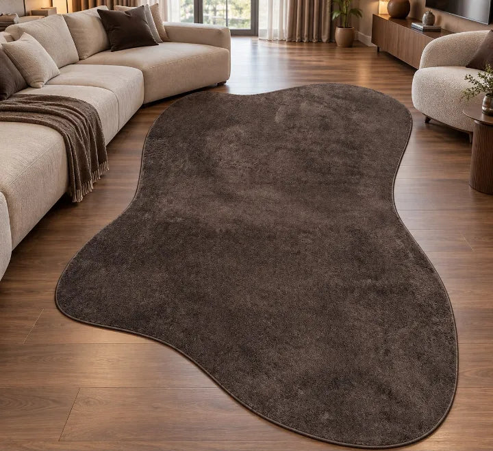 Makinede yıkanabilir Amorf Puffy yatak odası halısı yumuşak dokulu