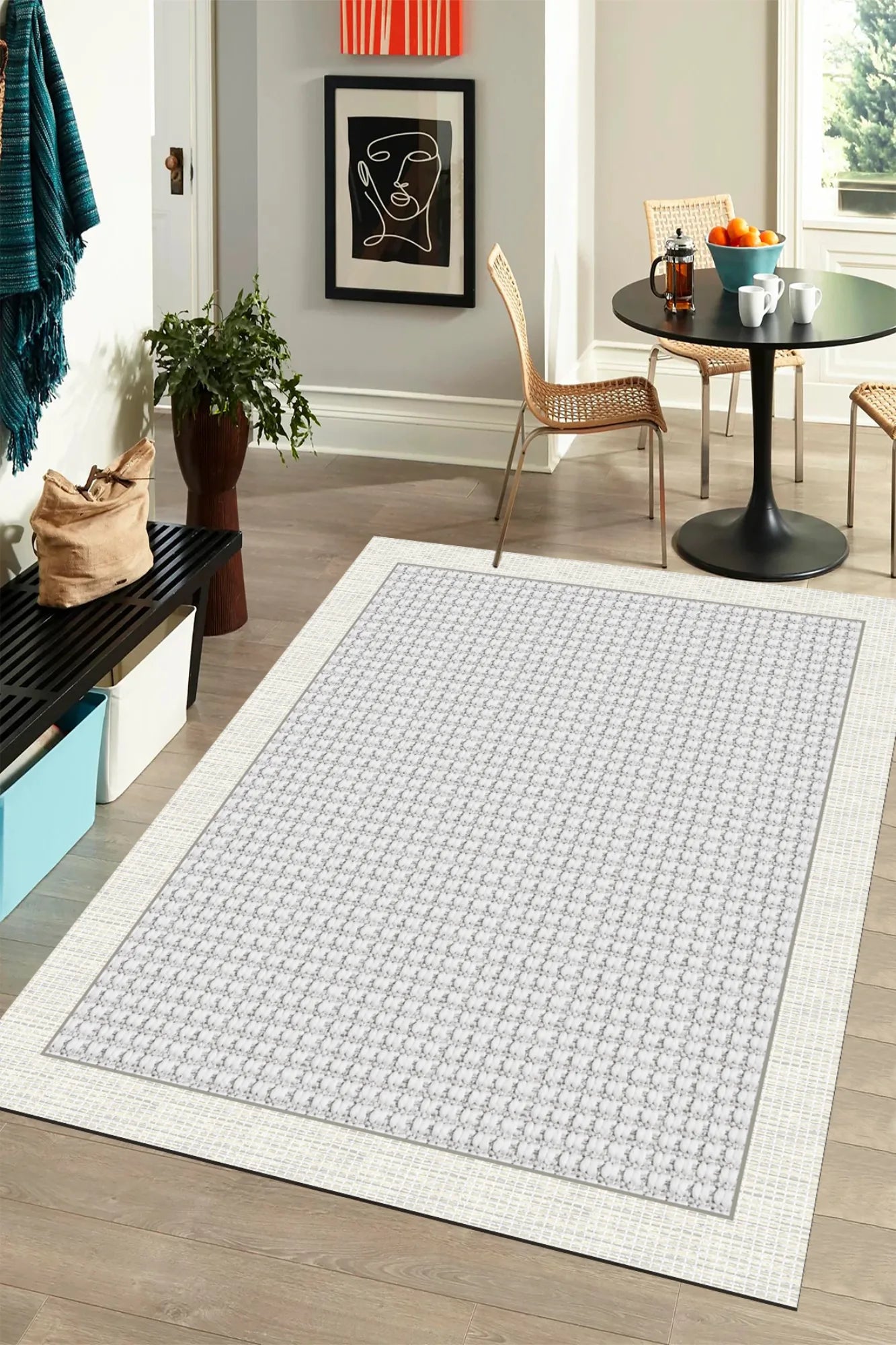 gri sisal halı doku yakın çekim dijital baskı