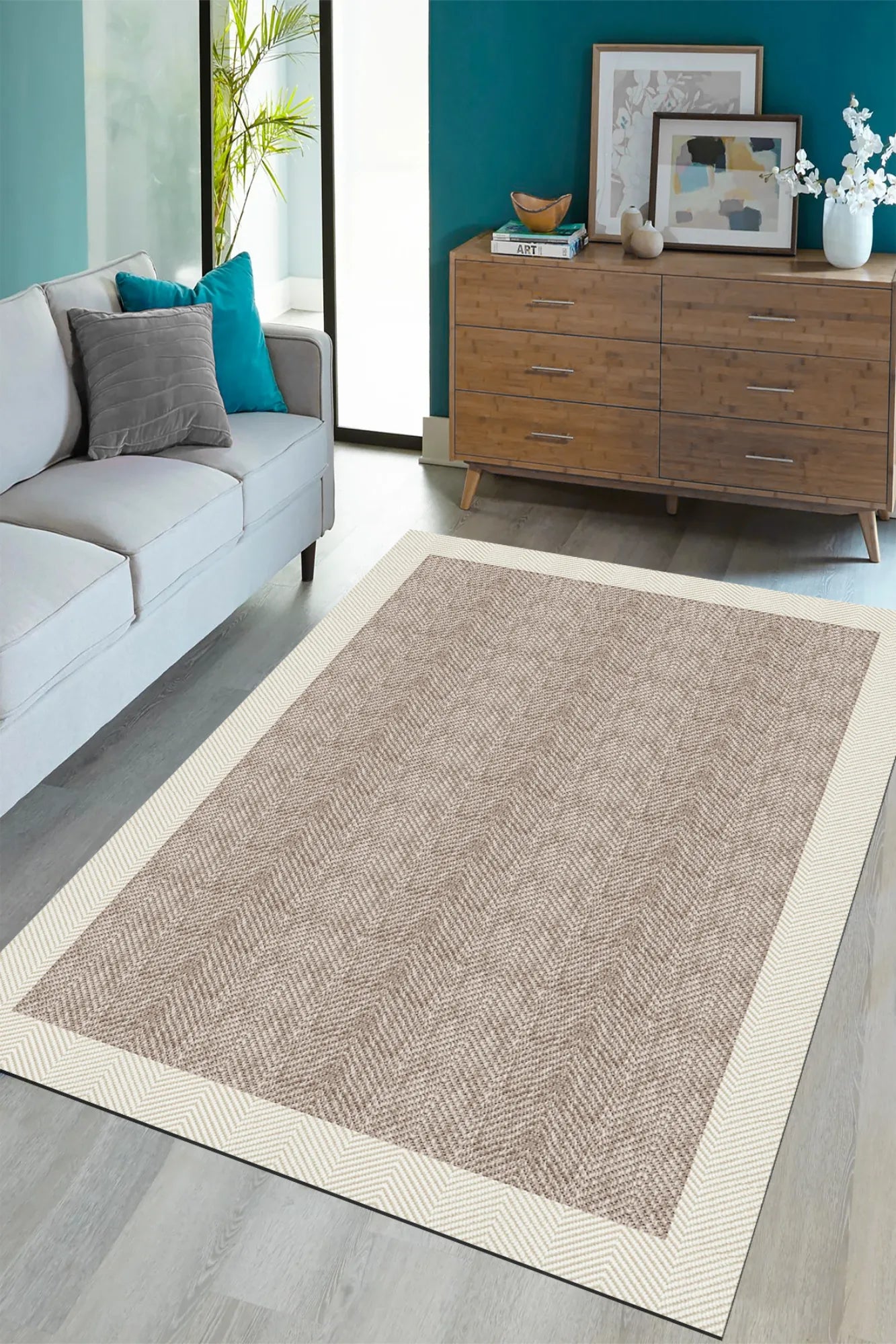 Dijital Baskı Pamuk Dokuma Taban Sisal Desenli Halı