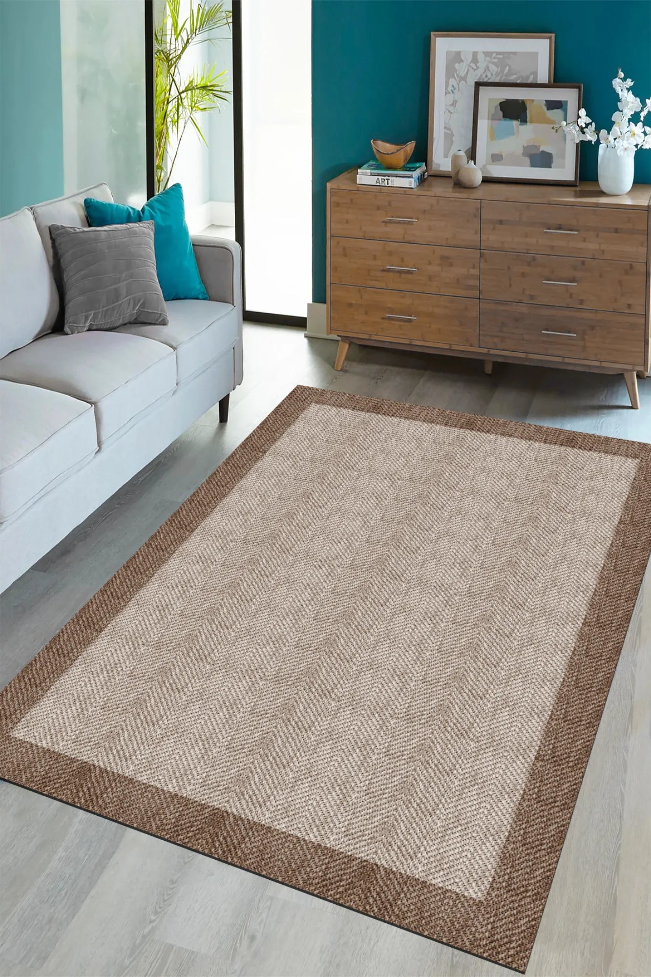 Dijital Baskı Pamuk Dokuma Taban Sisal Desenli Halı