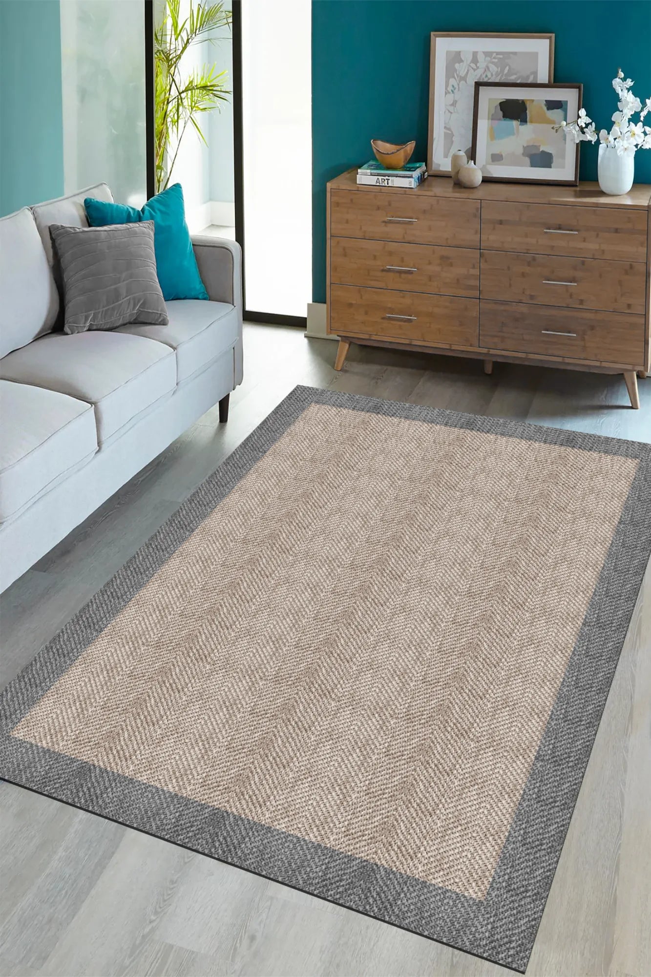 Dijital Baskı Pamuk Dokuma Taban Sisal Desenli Halı