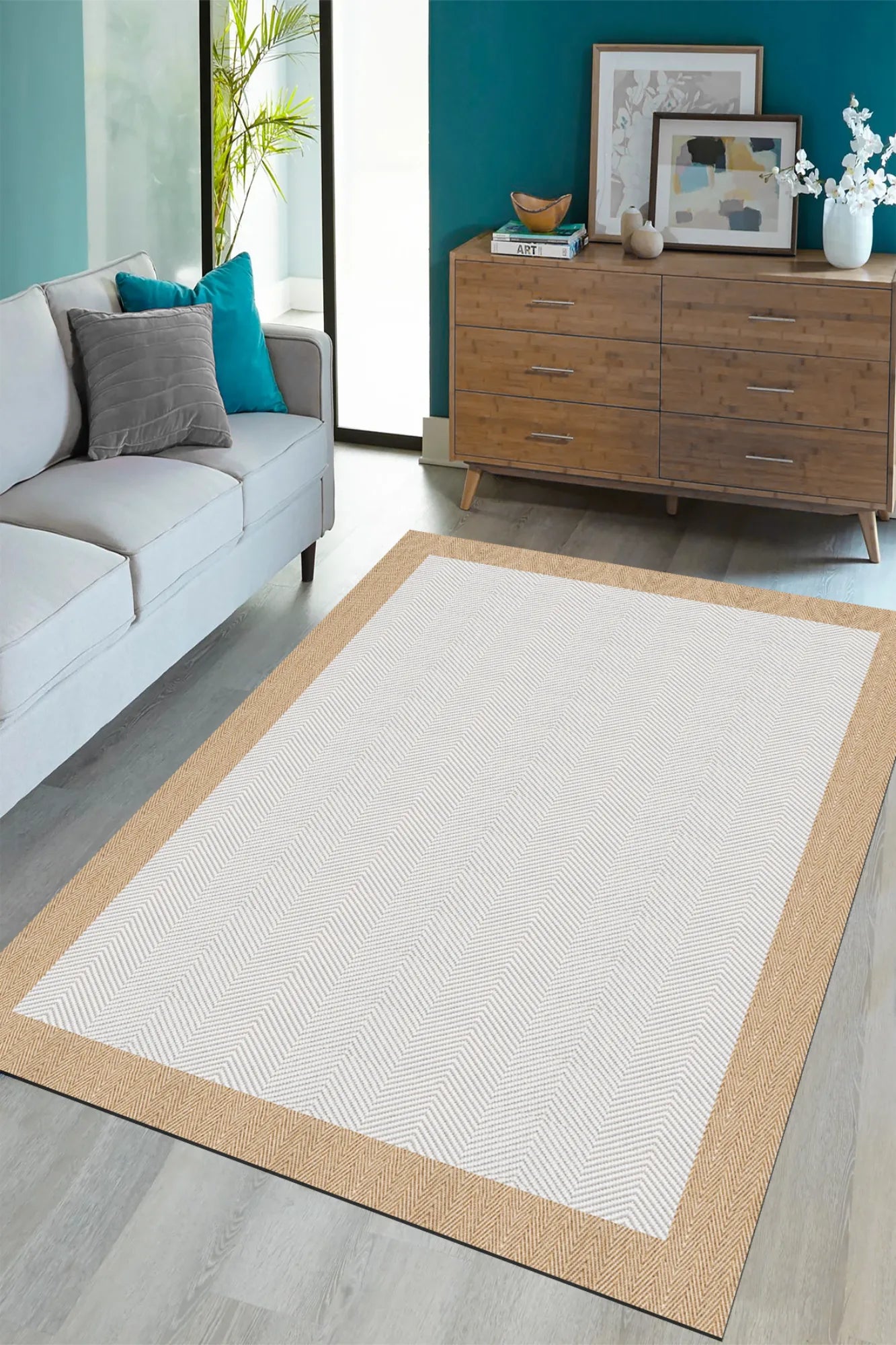 Dijital Baskı Pamuk Dokuma Taban Sisal Desenli Halı