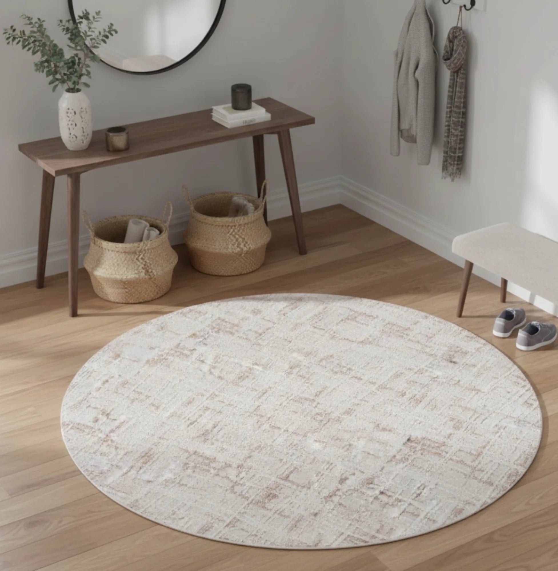 Dijital Baskı Dokuma Pamuk Kaymaz Taban Yuvarlak Halı