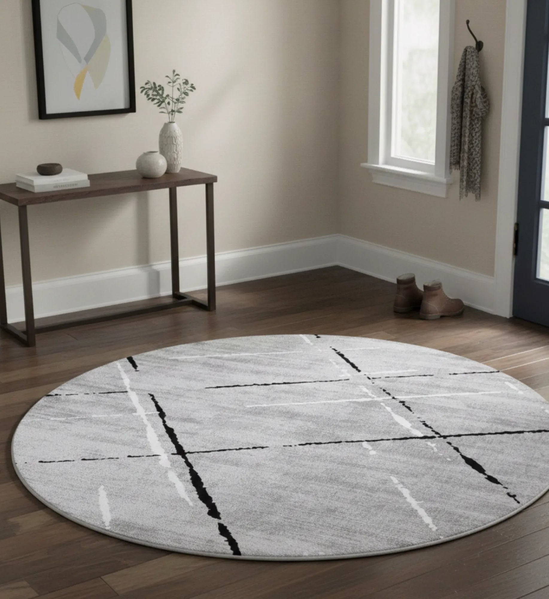 Dijital Baskı Dokuma Pamuk Kaymaz Taban Yuvarlak Halı