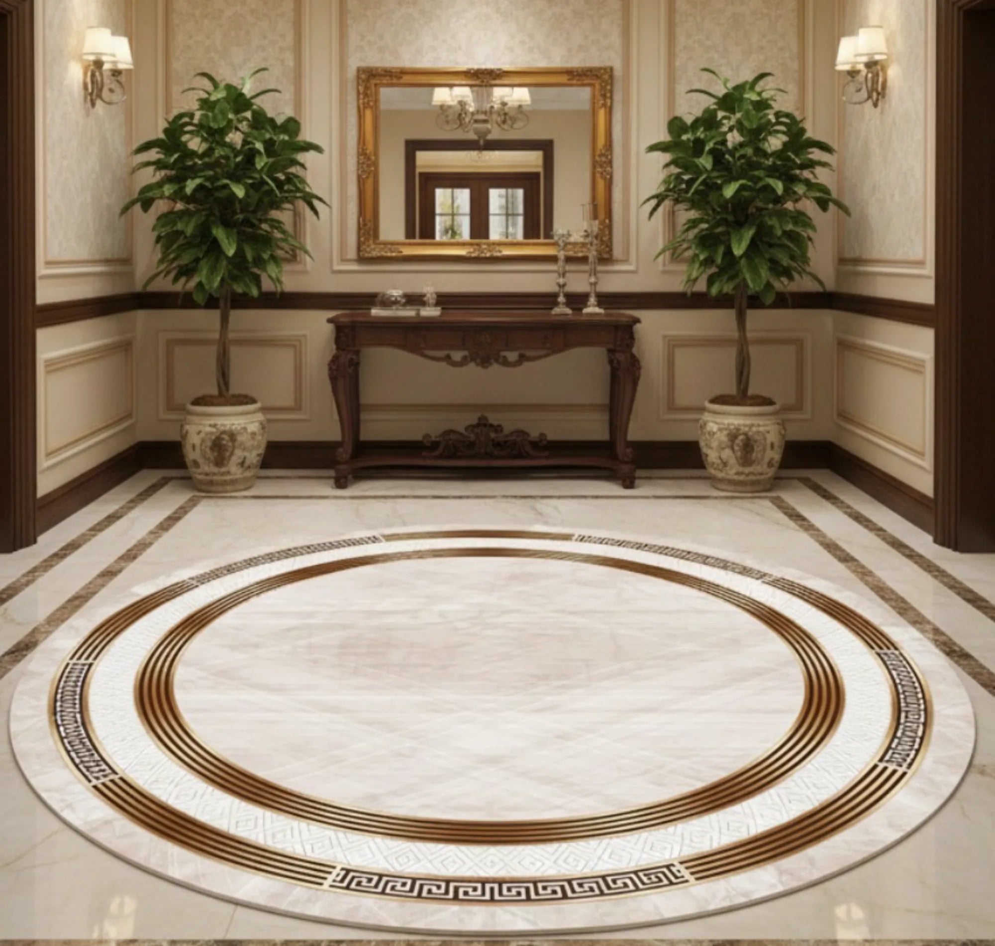 Dijital Baskı Dokuma Pamuk Kaymaz Taban Yuvarlak Halı