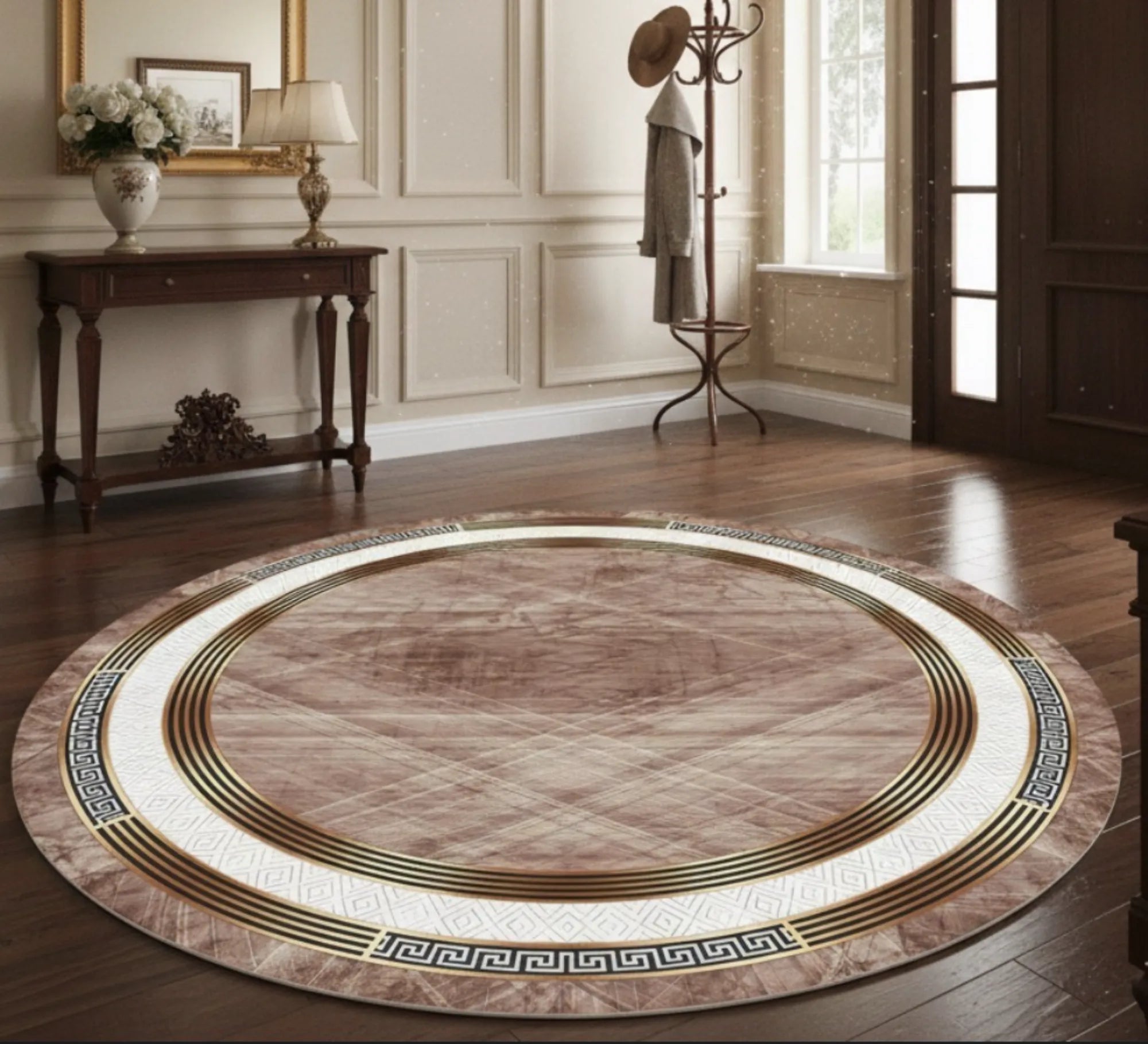 Dijital Baskı Dokuma Pamuk Kaymaz Taban Yuvarlak Halı