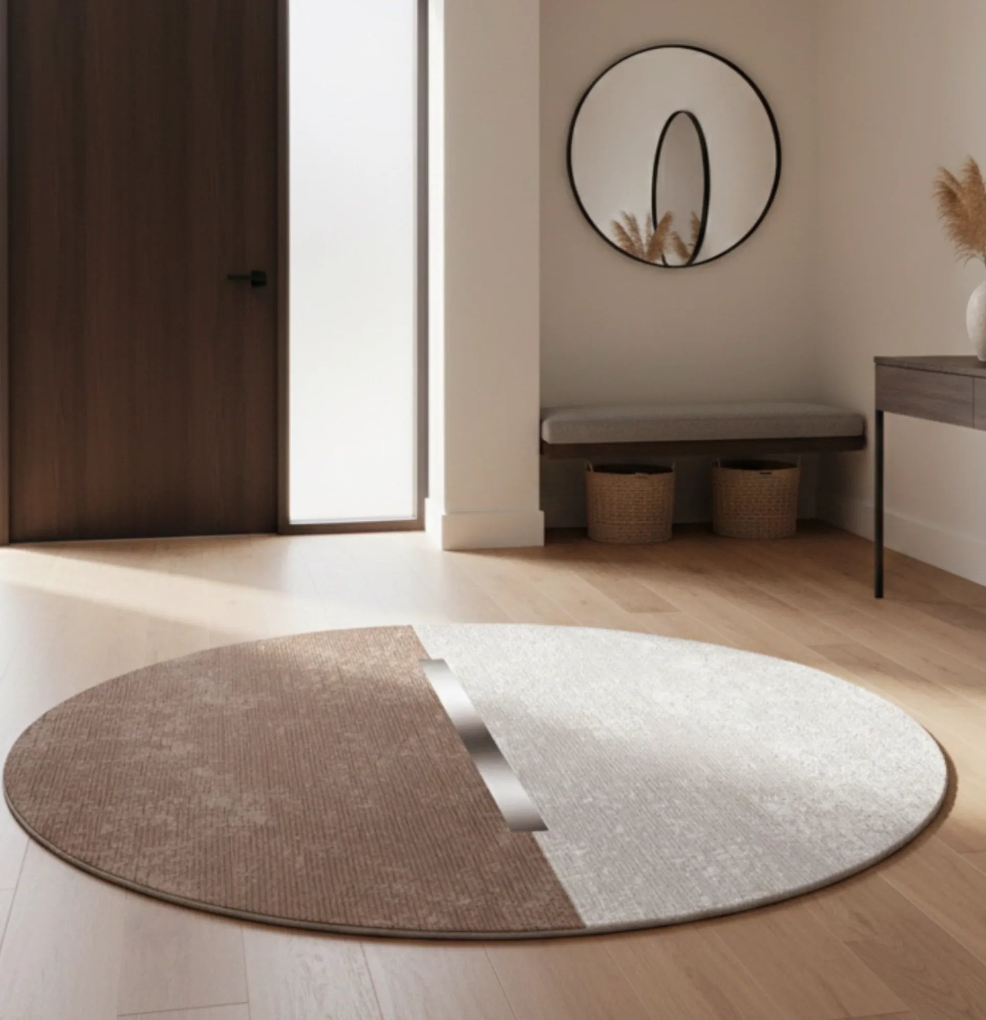 Dijital Baskı Dokuma Pamuk Kaymaz Taban Yuvarlak Halı