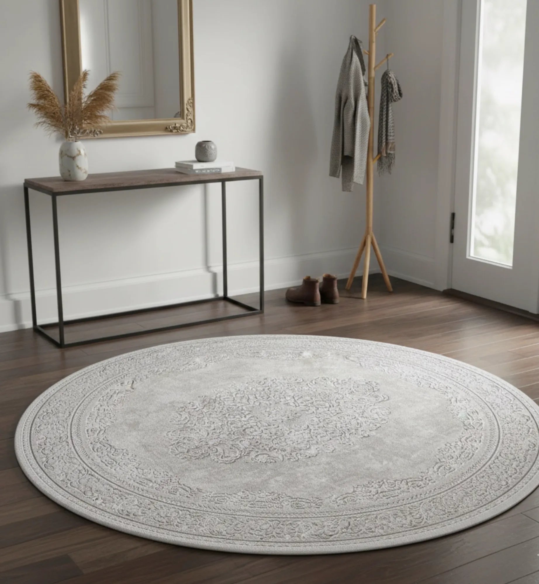 Dijital Baskı Dokuma Pamuk Kaymaz Taban Yuvarlak Halı