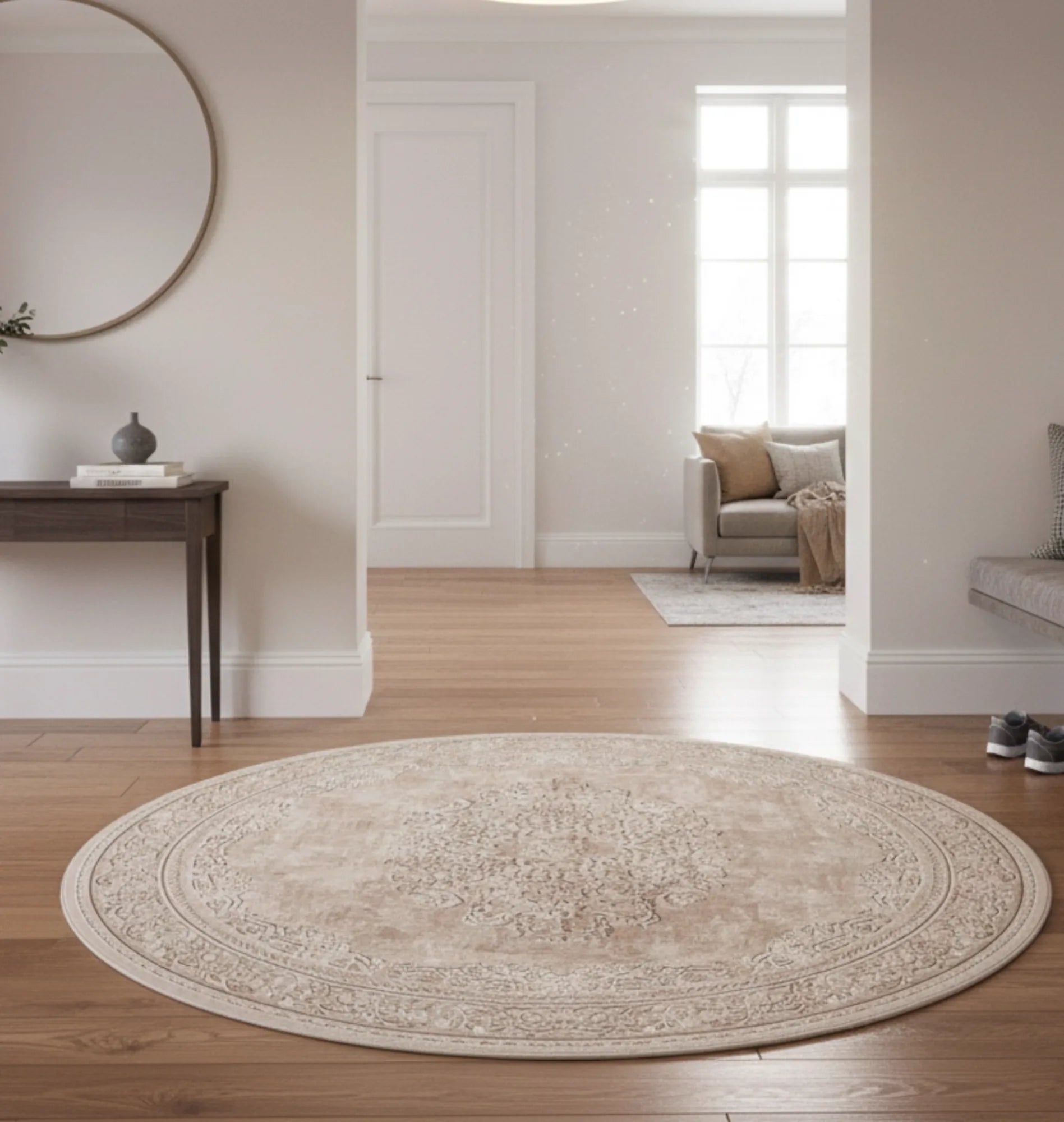 Dijital Baskı Dokuma Pamuk Kaymaz Taban Yuvarlak Halı