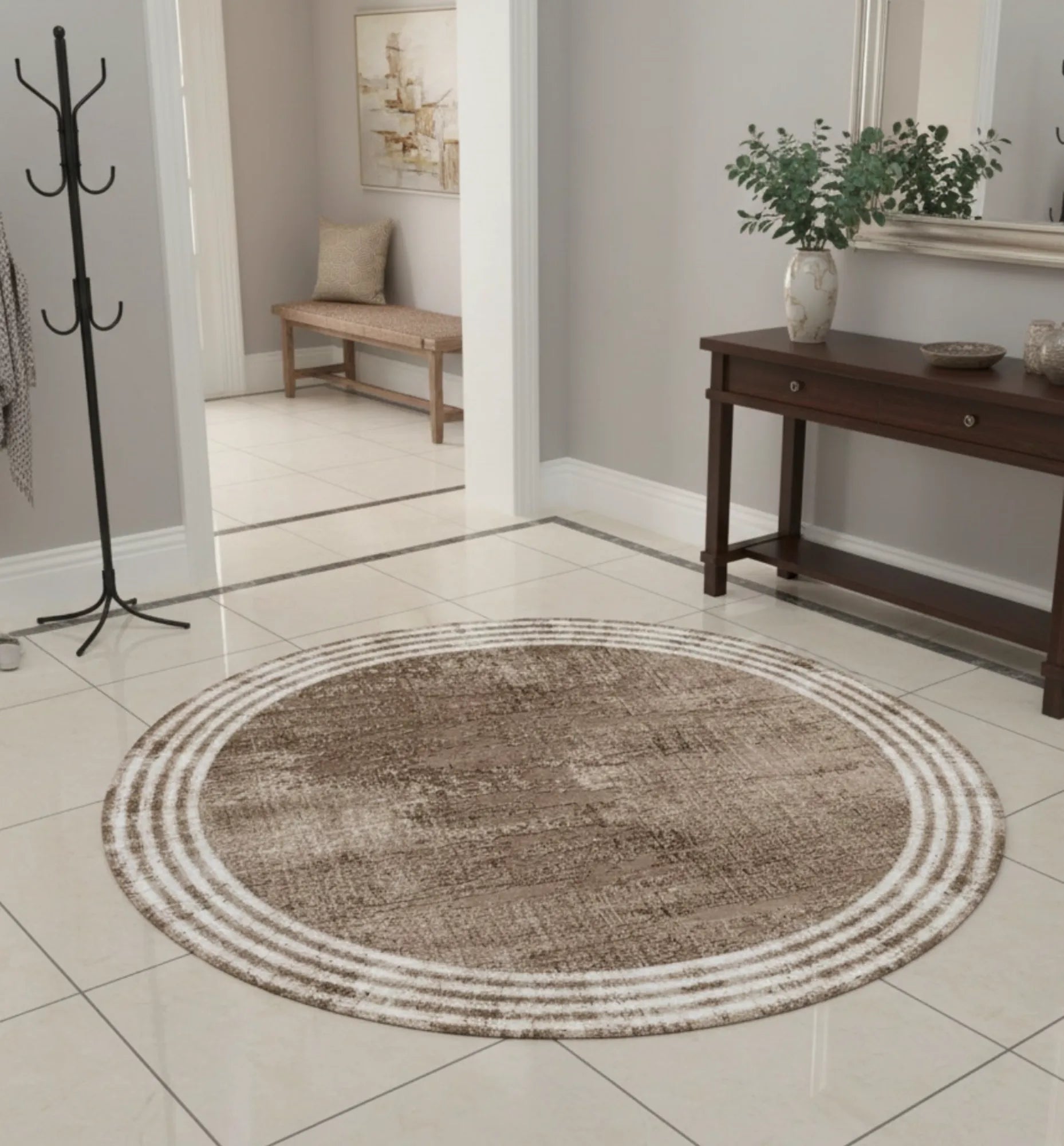 Dijital Baskı Dokuma Pamuk Kaymaz Taban Yuvarlak Halı