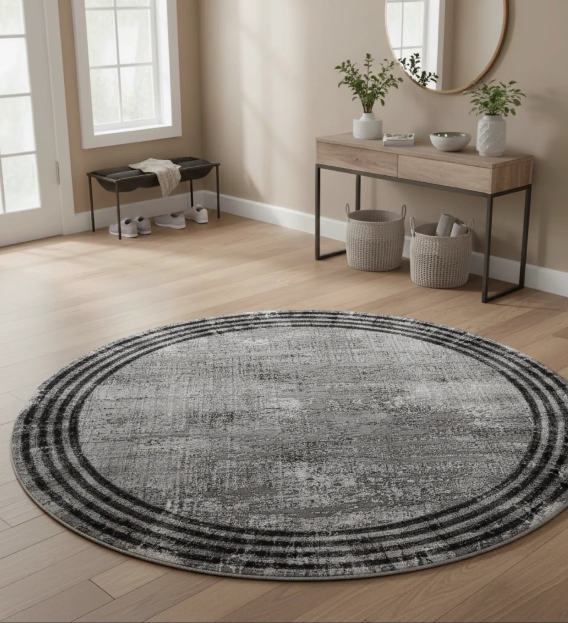 Dijital Baskı Dokuma Pamuk Kaymaz Taban Yuvarlak Halı