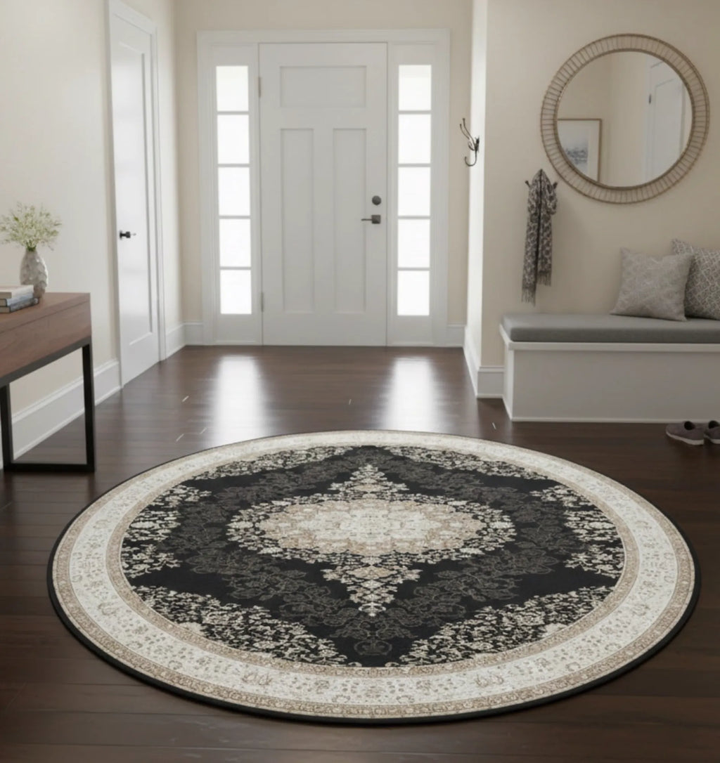 Dijital Baskı Dokuma Pamuk Kaymaz Taban Yuvarlak Halı