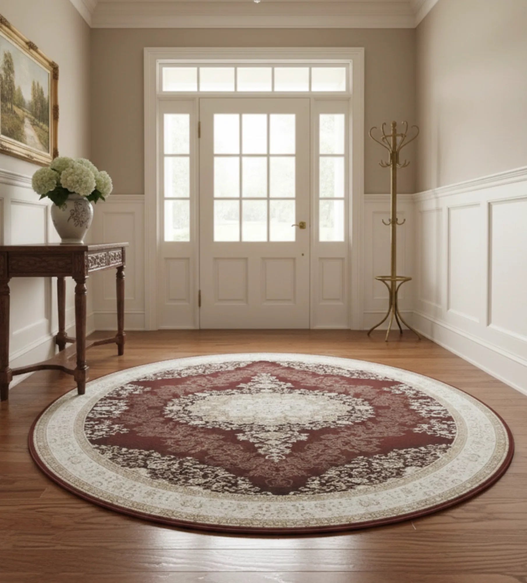 Dijital Baskı Dokuma Pamuk Kaymaz Taban Yuvarlak Halı