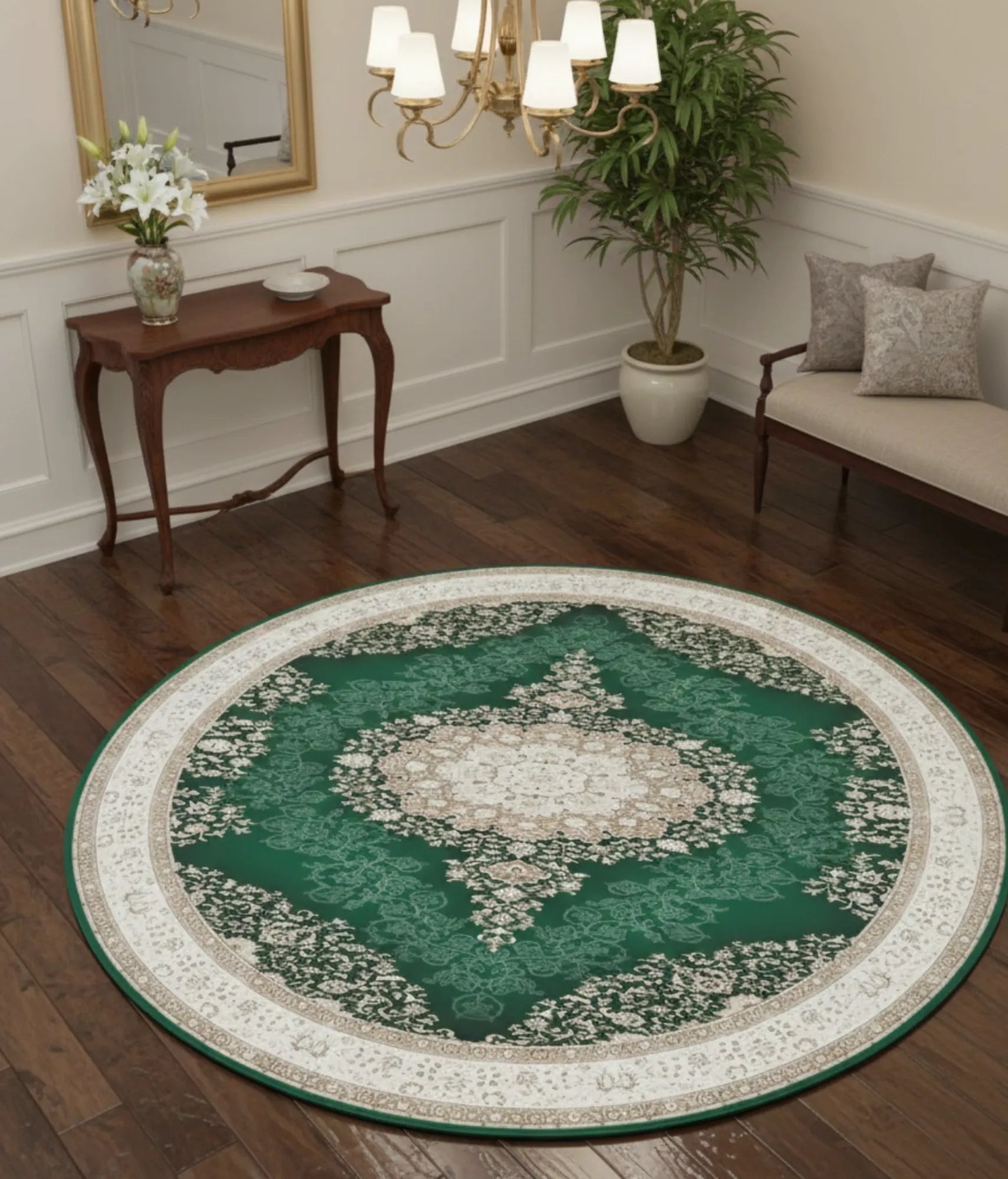 Dijital Baskı Dokuma Pamuk Kaymaz Taban Yuvarlak Halı