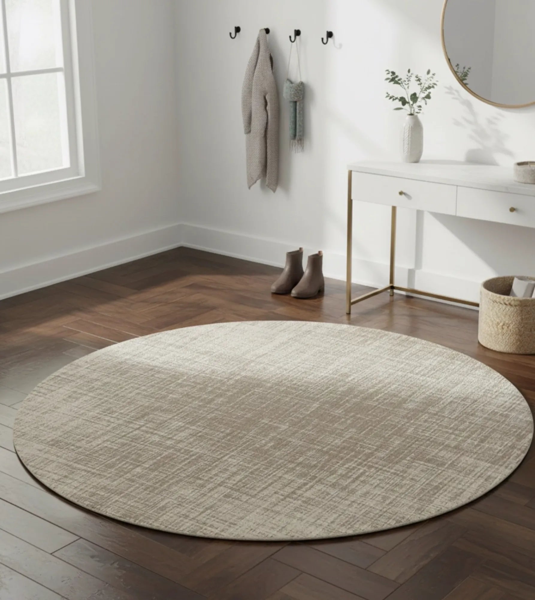 Dijital Baskı Dokuma Pamuk Kaymaz Taban Yuvarlak Halı