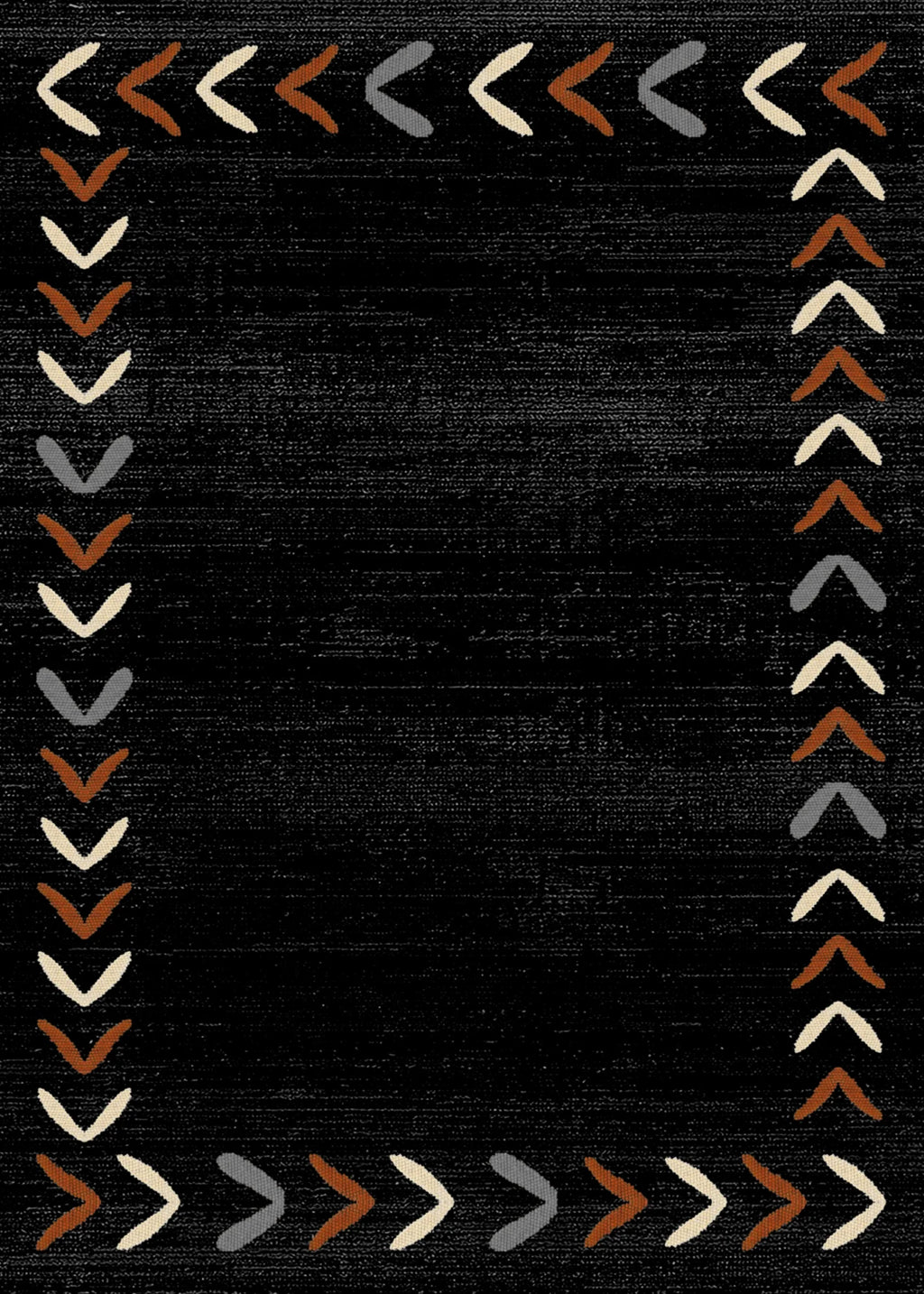 Siyah Renk Dijital Baskı Sade Desenli Halı Tüy Dökmez Özel Ölçü Halı