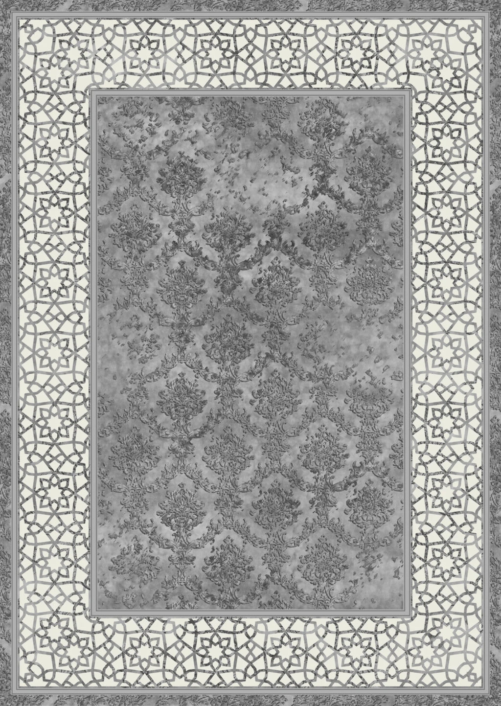 Gri Renk Çerçeveli  Dijital Baskı  Kaymaz Taban 40x60-200x290