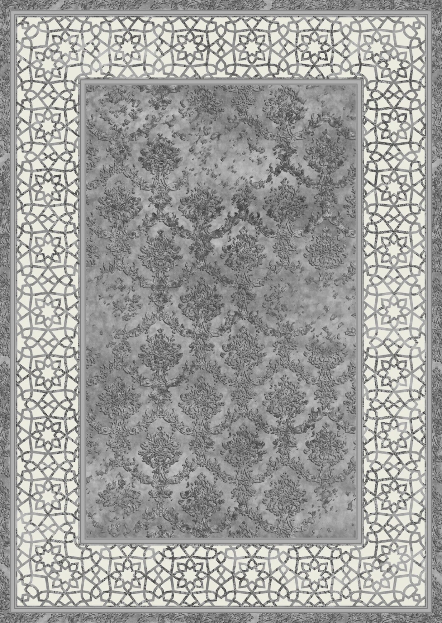 Gri Renk Çerçeveli  Dijital Baskı  Kaymaz Taban 40x60-200x290