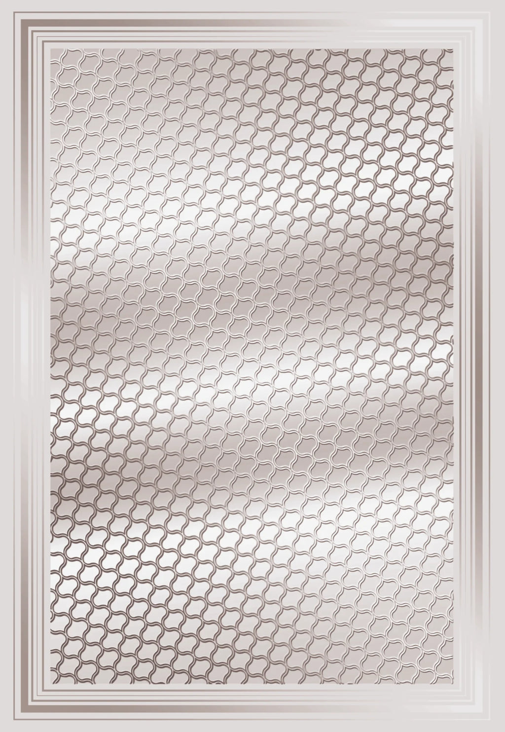 Yıkanabilir Gümüş Gri Geometrik Desenli Kaymaz Taban Dijital Baskı Halı