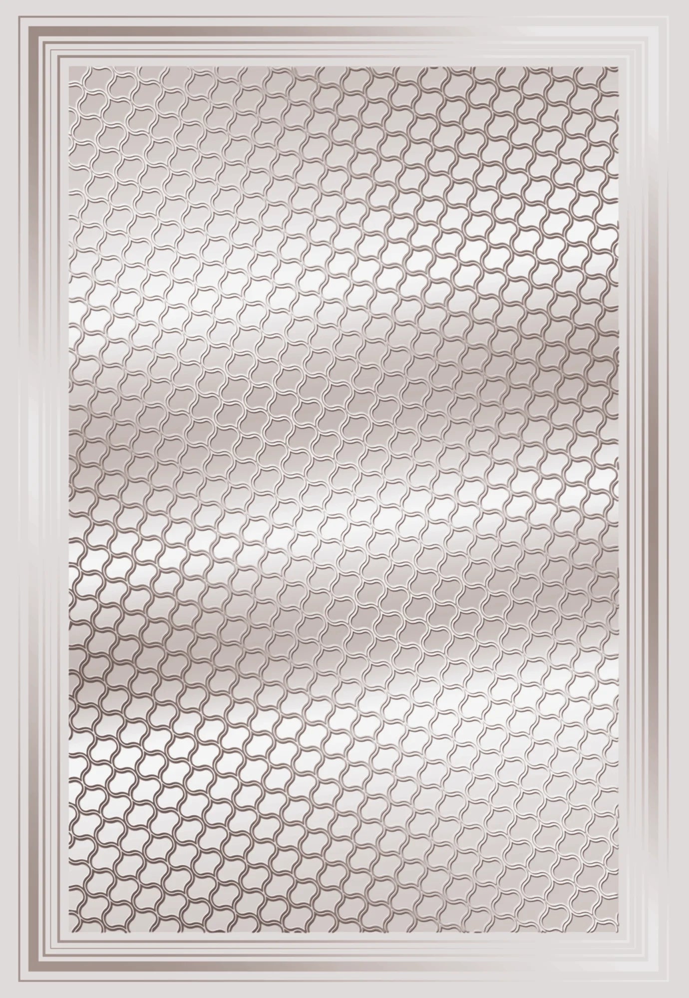 Yıkanabilir Gümüş Gri Geometrik Desenli Kaymaz Taban Dijital Baskı Halı