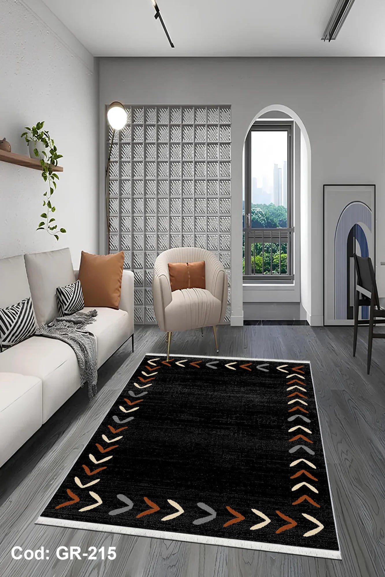 Siyah 6m2 Salon Oturma Odası Halı
