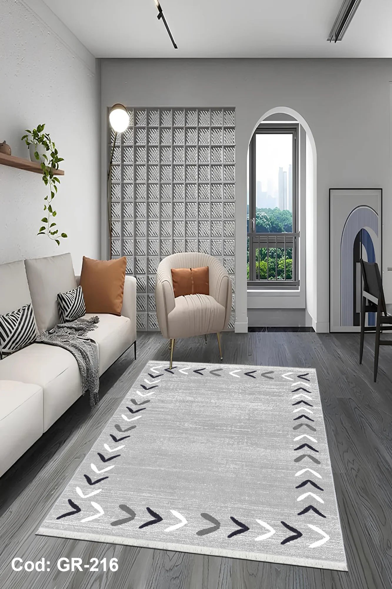 Gri Renk Dijital Baskı Klasik Desen Halı| Kaymaz Taban |40x60-200x290 6m2 4m2 halı