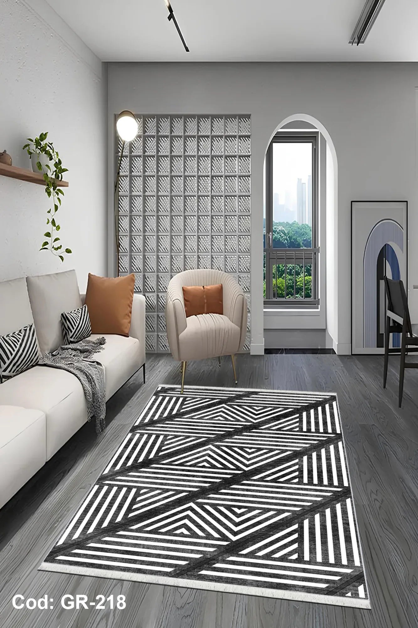 Eflatun Dijital Baskı Pamuk Dokuma Taban Modern Desen Halı