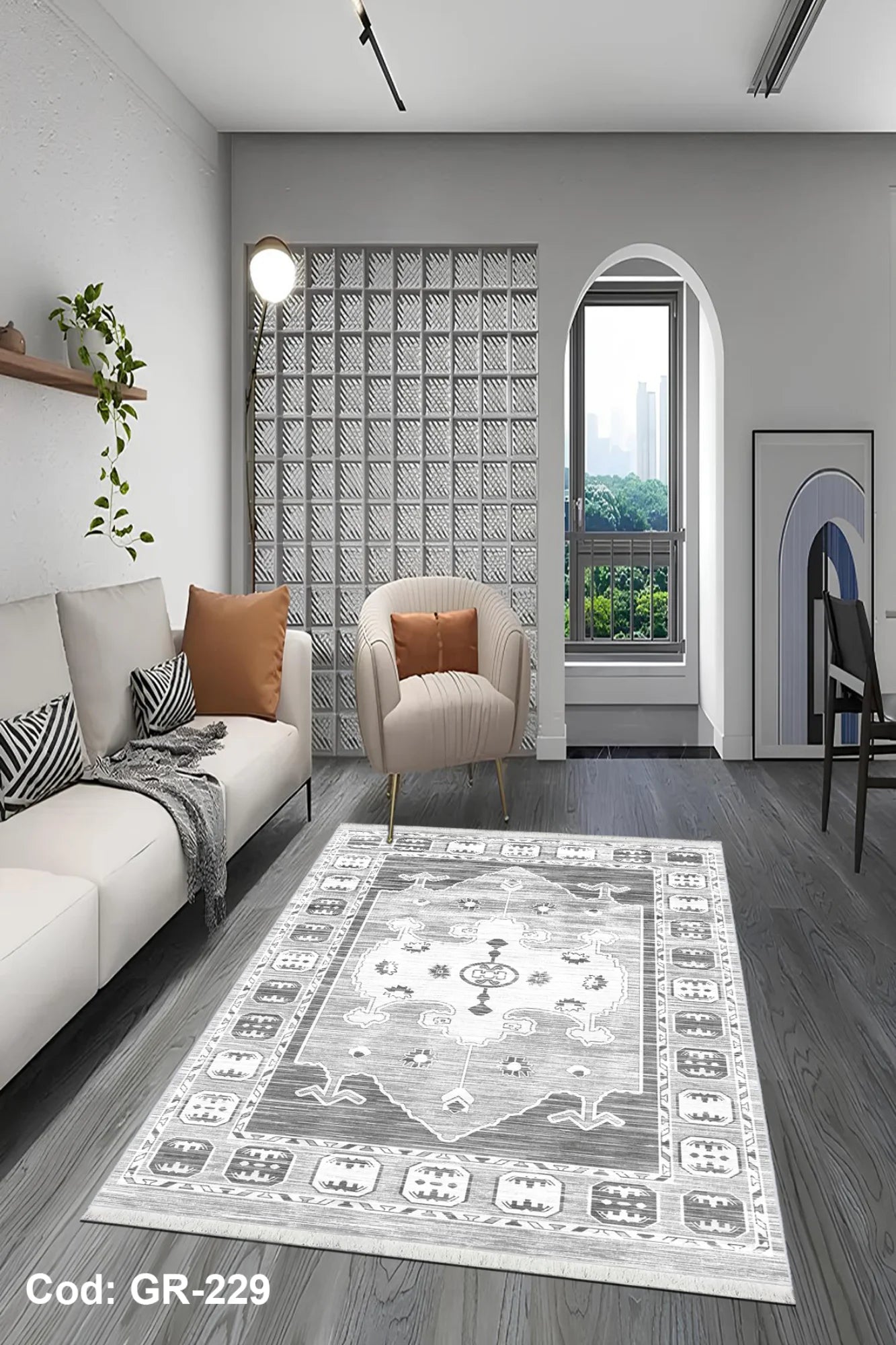 Gri Kaymaz Taban Silinebilir Salon Halısı
