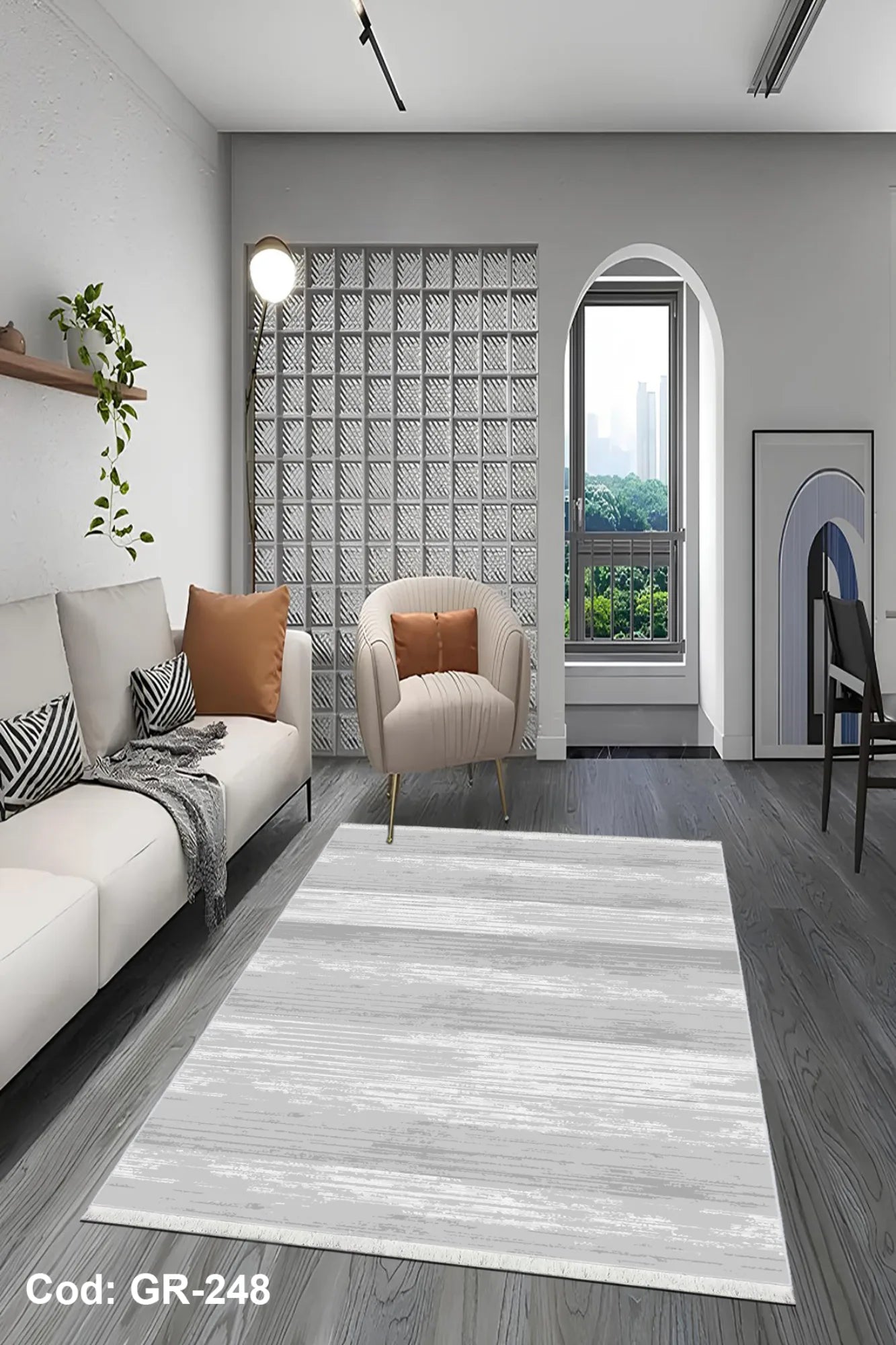 Eflatun Dijital Baskı Pamuk Dokuma Taban Modern Desen Halı