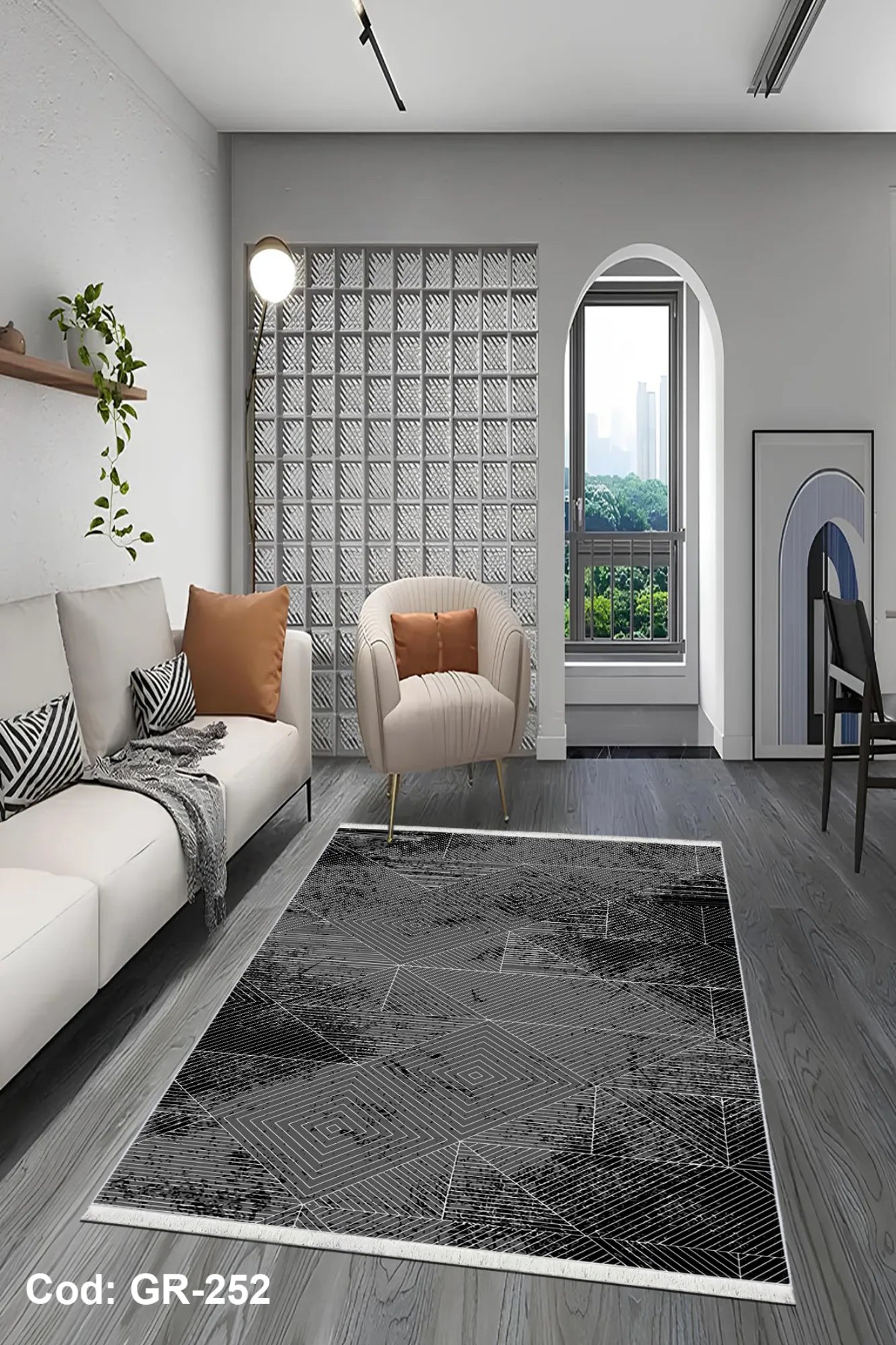 Eflatun Dijital Baskı Pamuk Dokuma Taban Modern Desen Halı