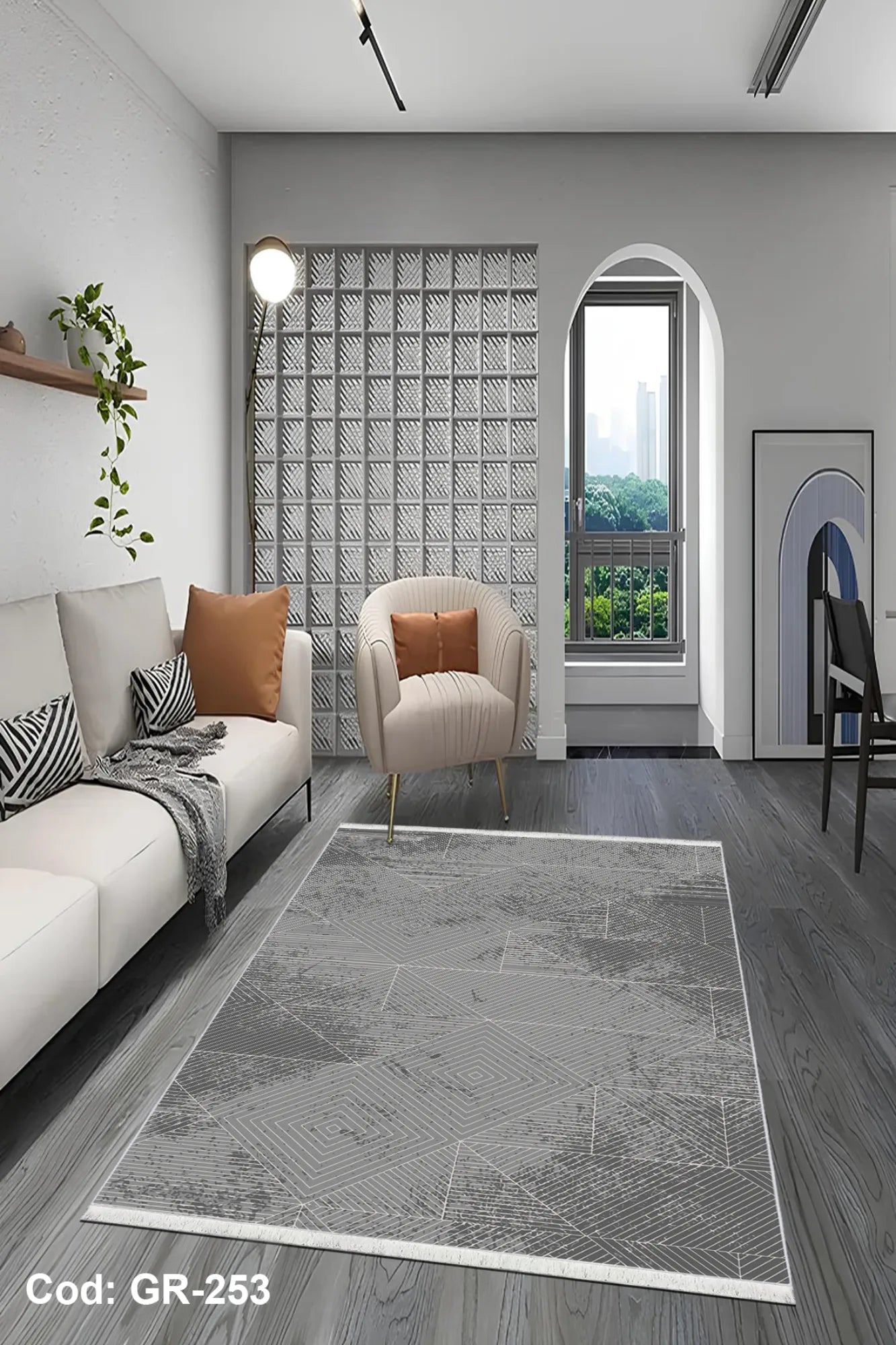 Eflatun Dijital Baskı Pamuk Dokuma Taban Modern Desen Halı