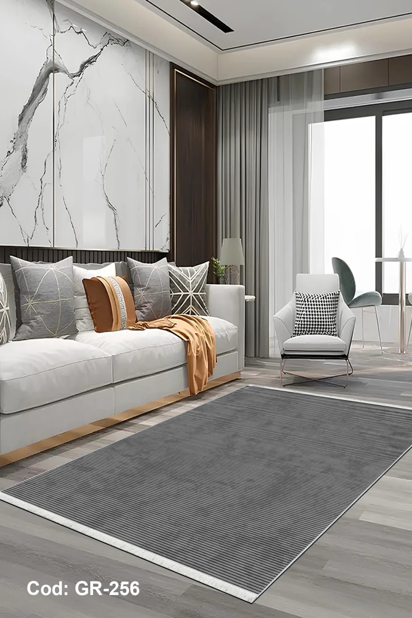 Eflatun Dijital Baskı Pamuk Dokuma Taban Modern Desen Halı