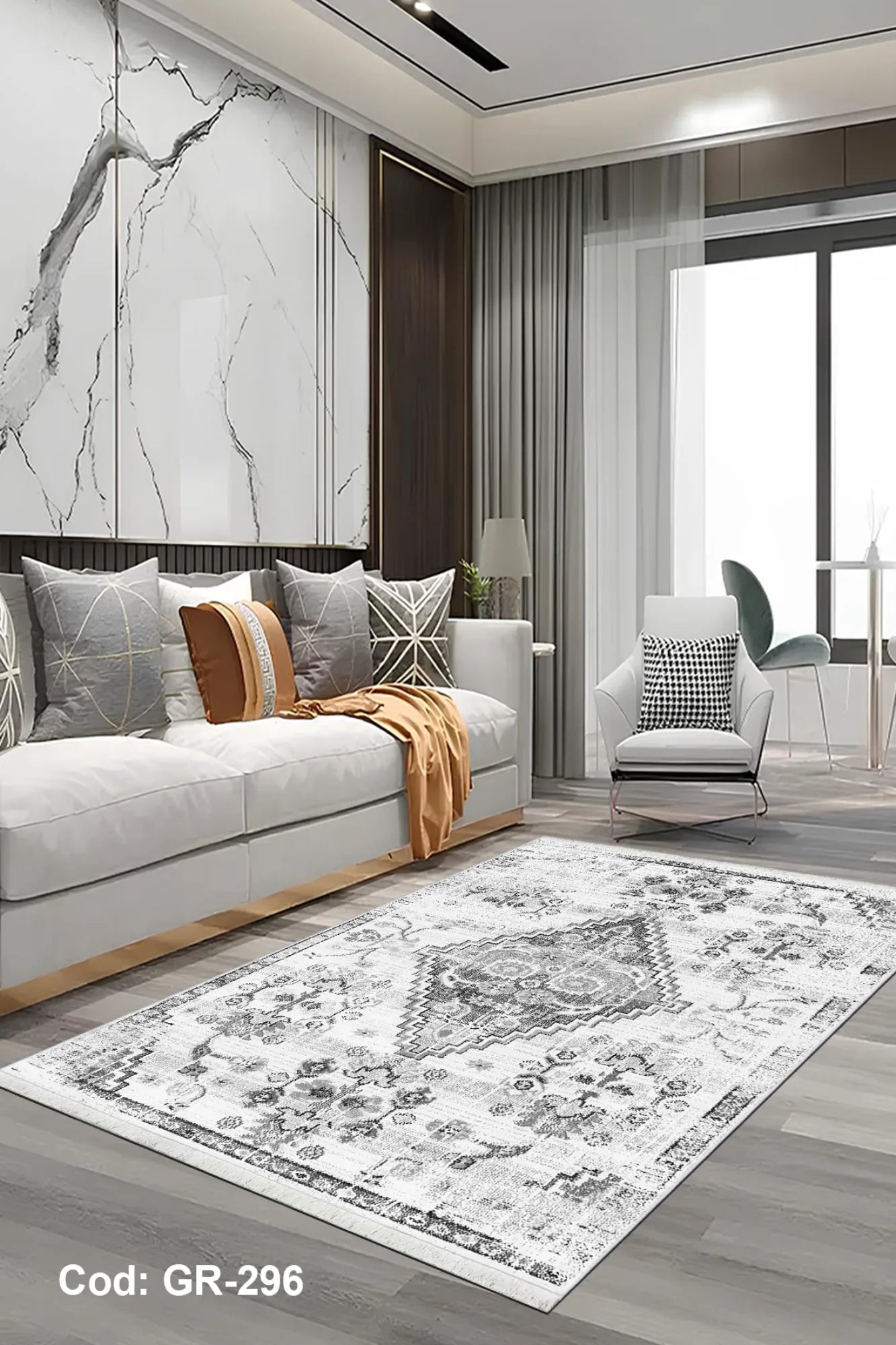 Dijital Baskı Pamuk Dokuma Taban Vintage Desen Halı