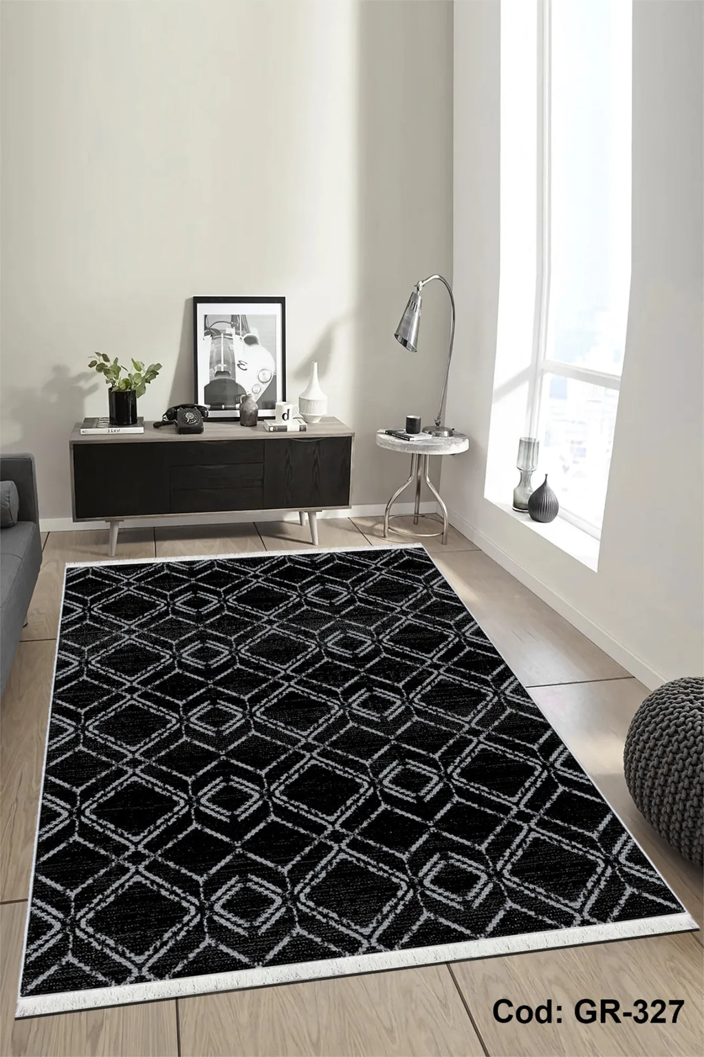 siyah salon halısı doku detayı kaymaz taban