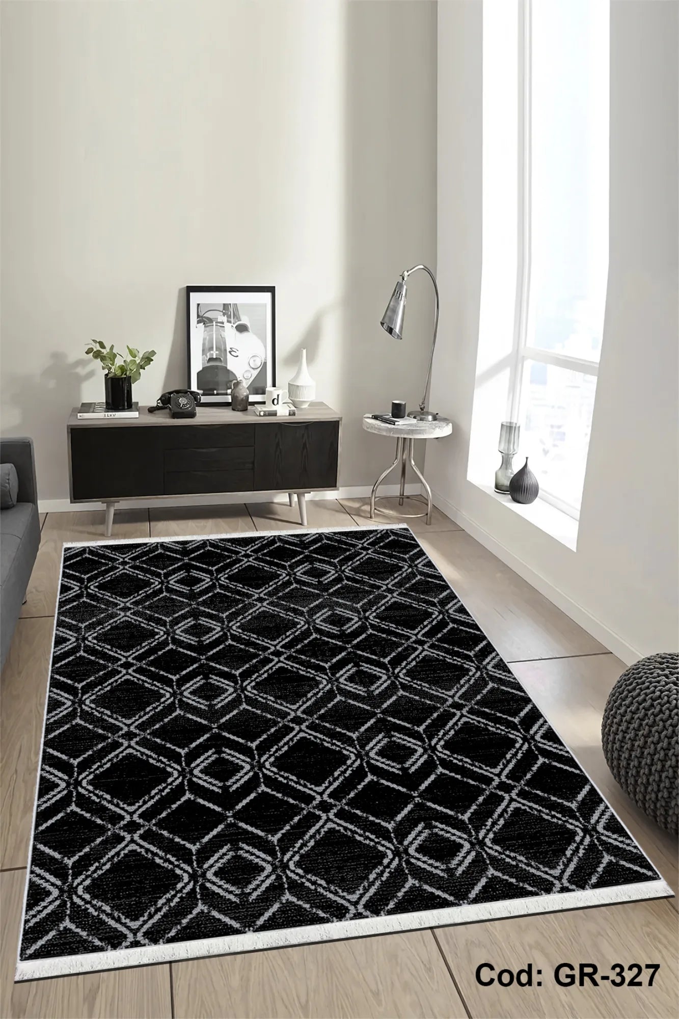 siyah salon halısı doku detayı kaymaz taban