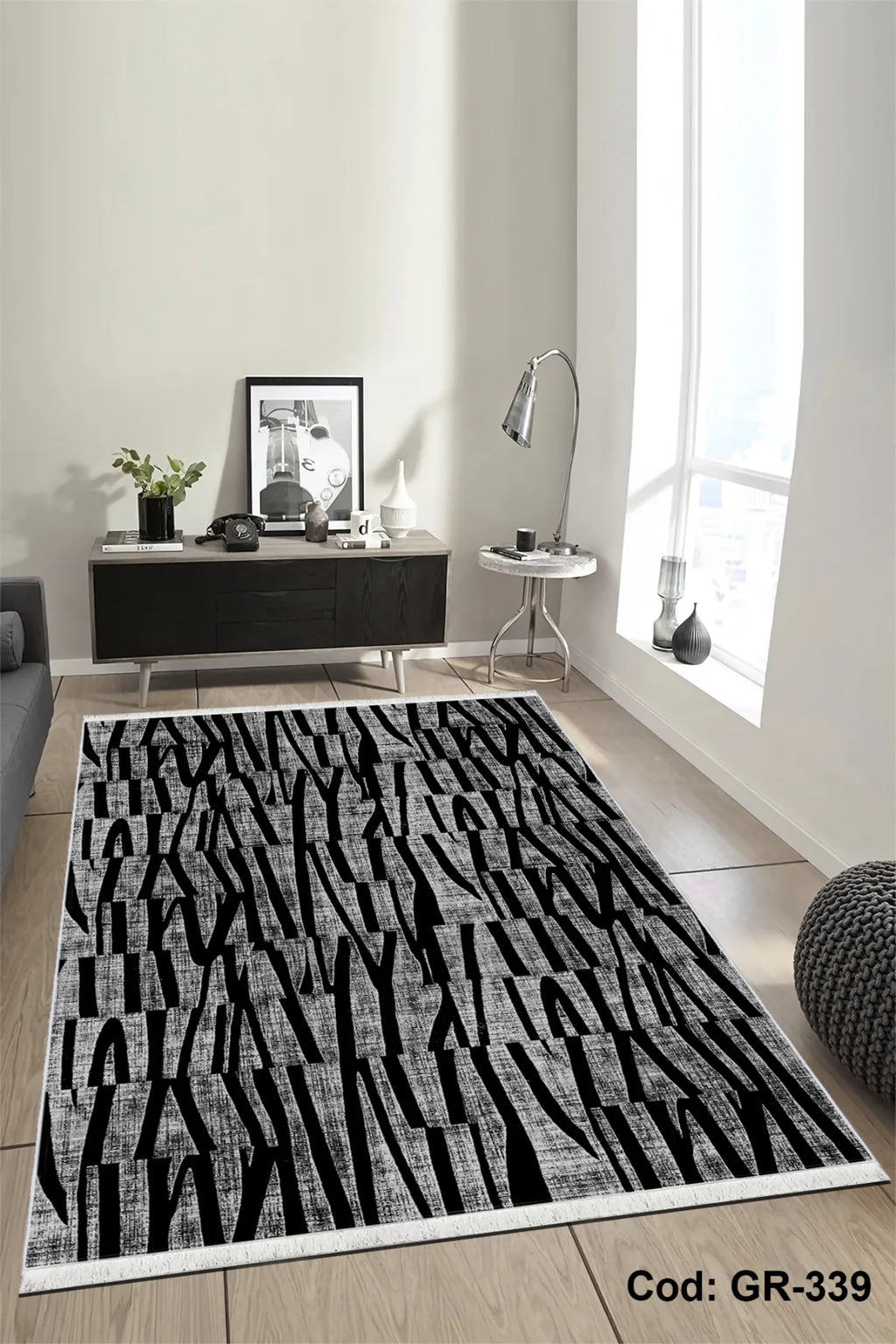 siyah salon halısı doku detayı kaymaz taban