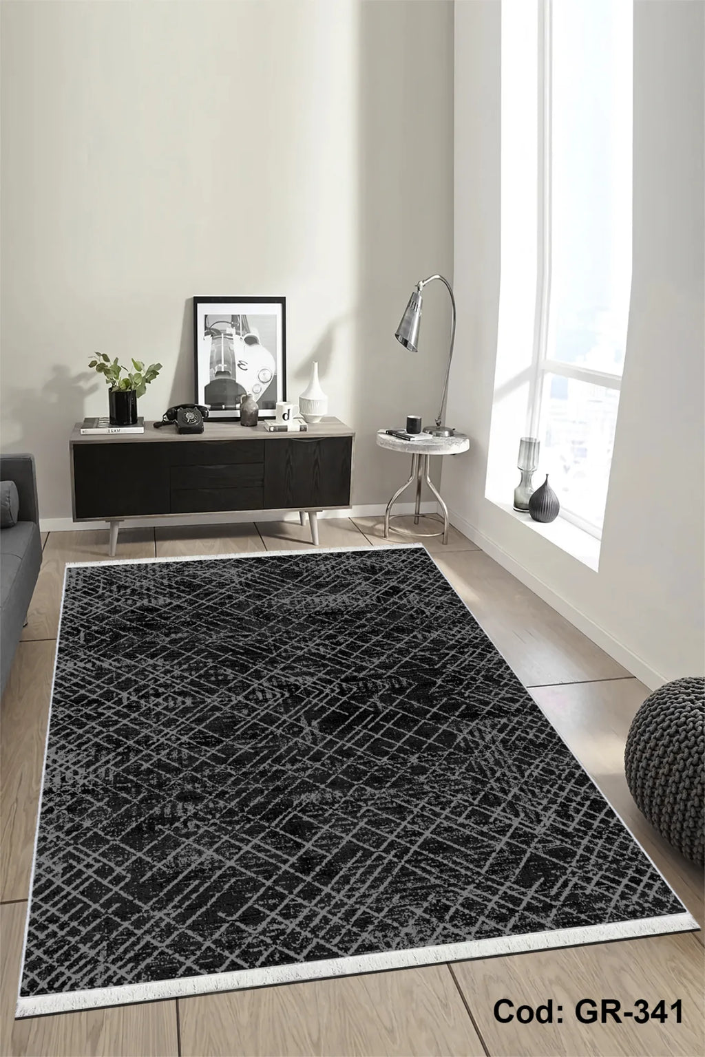 siyah salon halısı doku detayı kaymaz taban