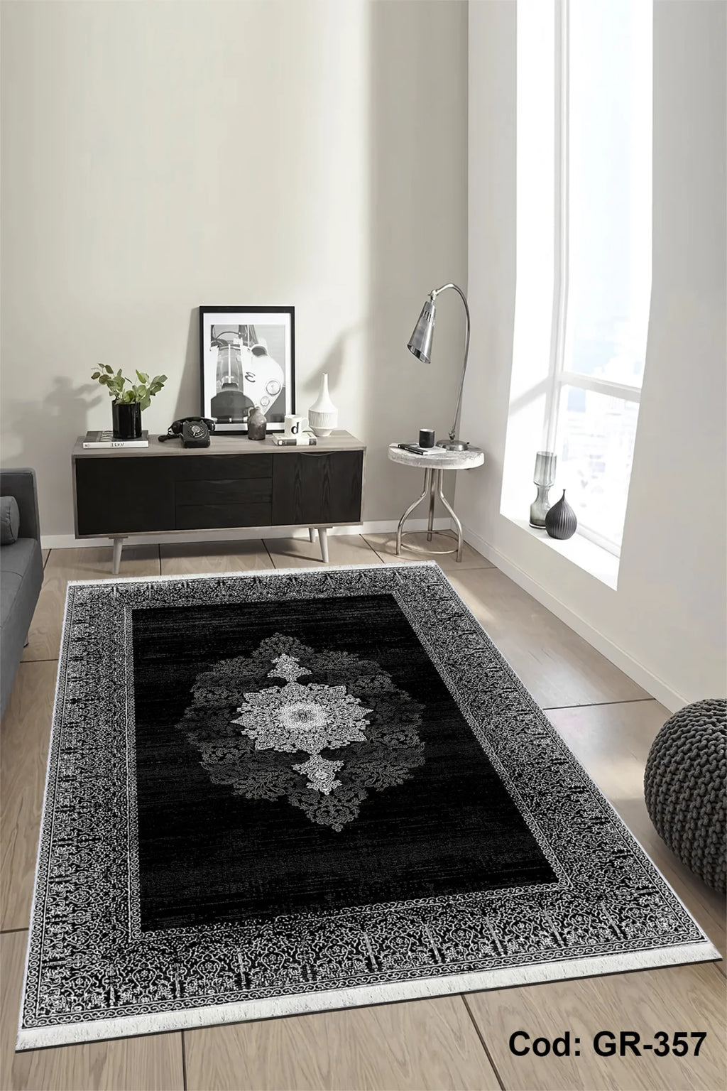 siyah salon halısı doku detayı kaymaz taban