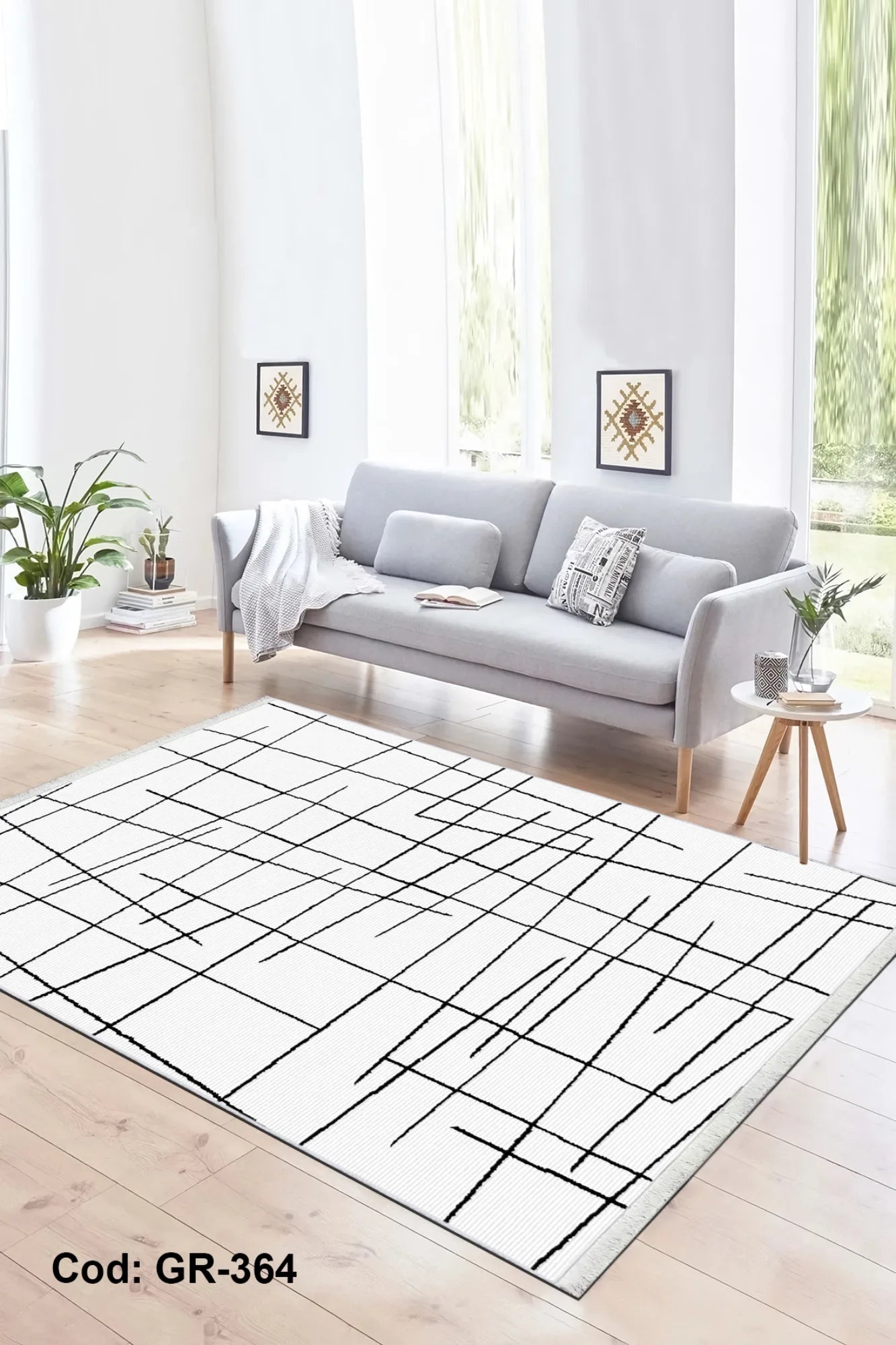 Eflatun Dijital Baskı Pamuk Dokuma Taban Modern Desen Halı