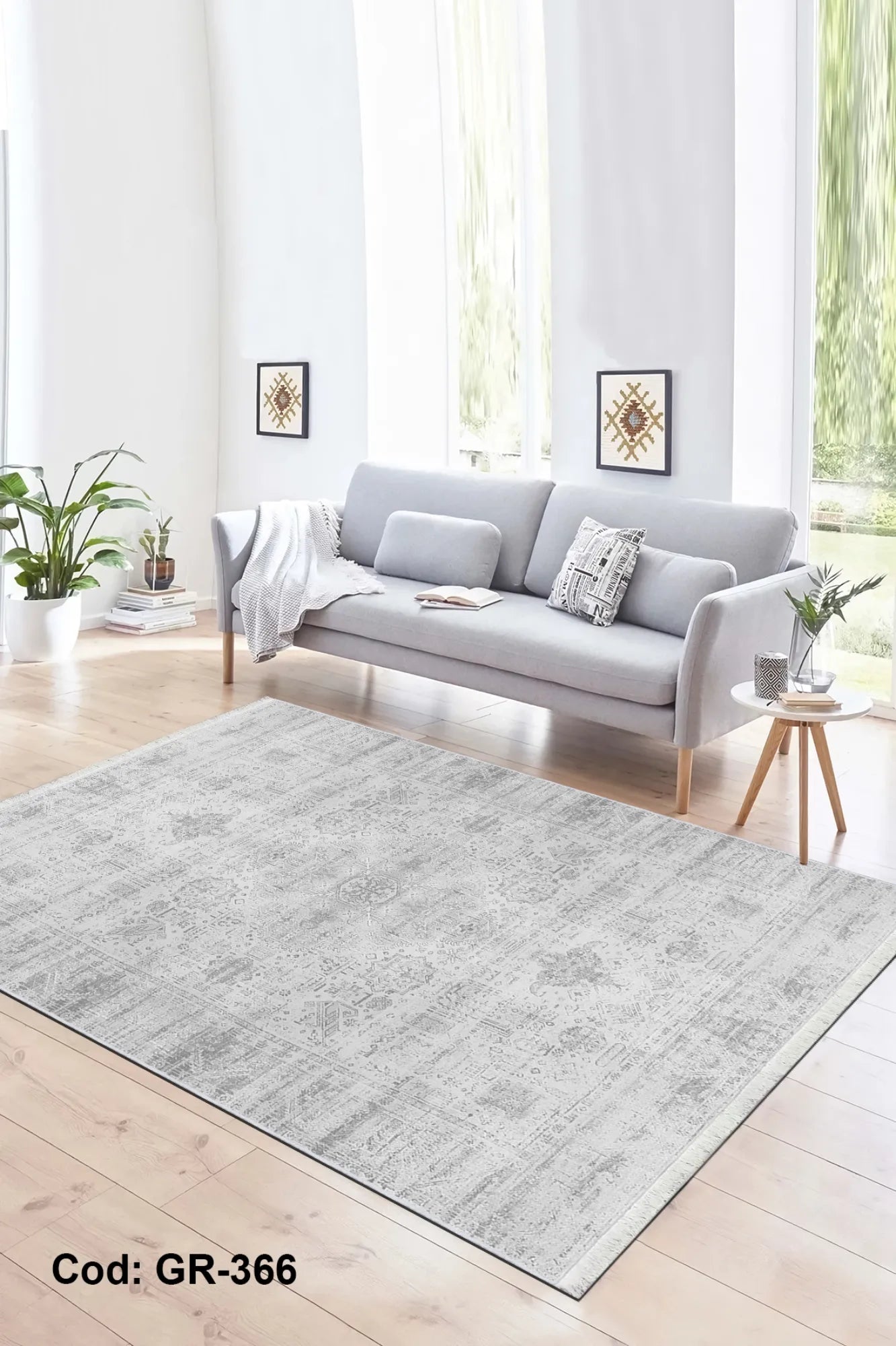 Dijital Baskı Pamuk Dokuma Taban Vintage Desen Halı