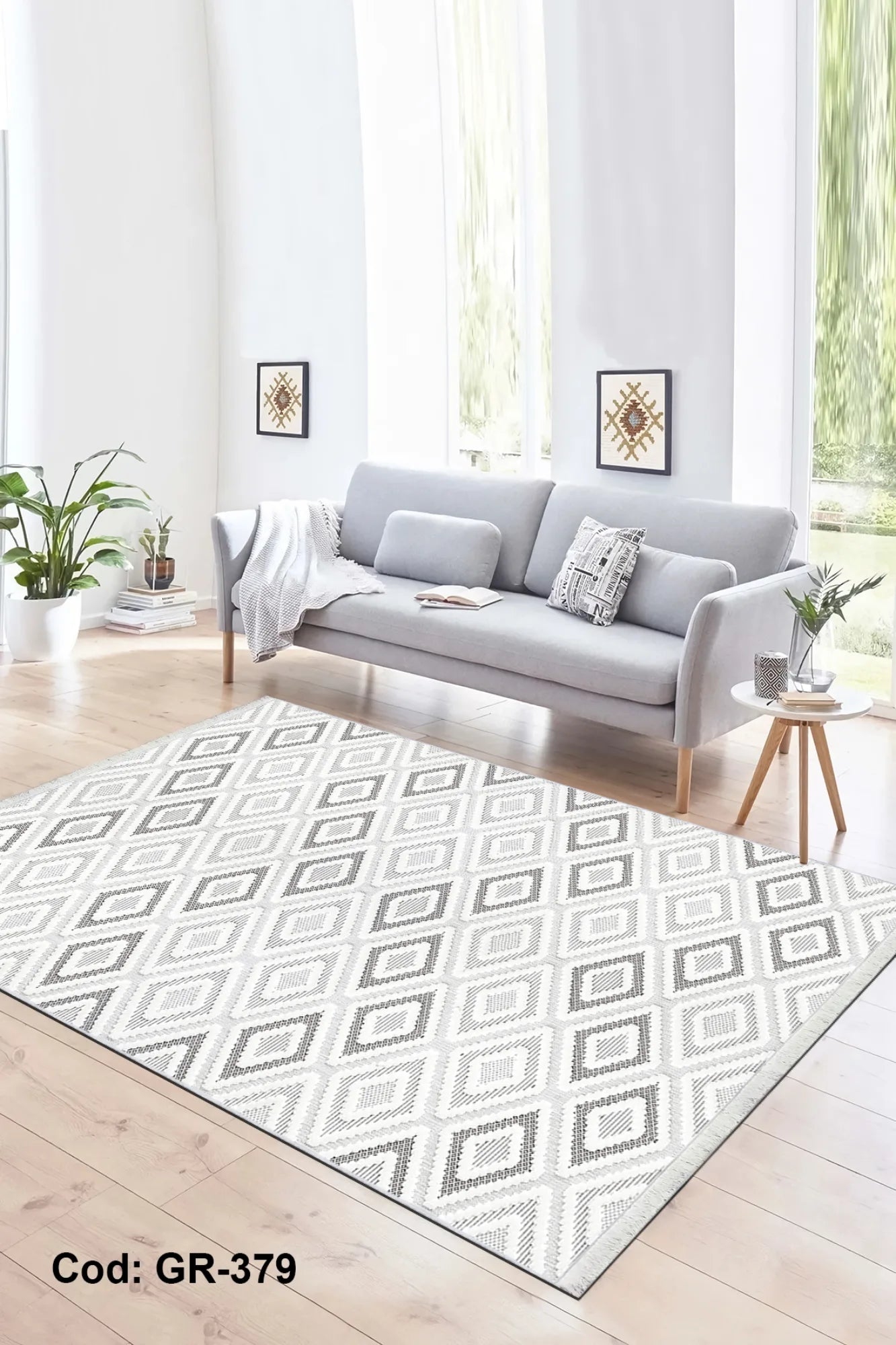 Eflatun Dijital Baskı Pamuk Dokuma Taban Modern Desen Halı