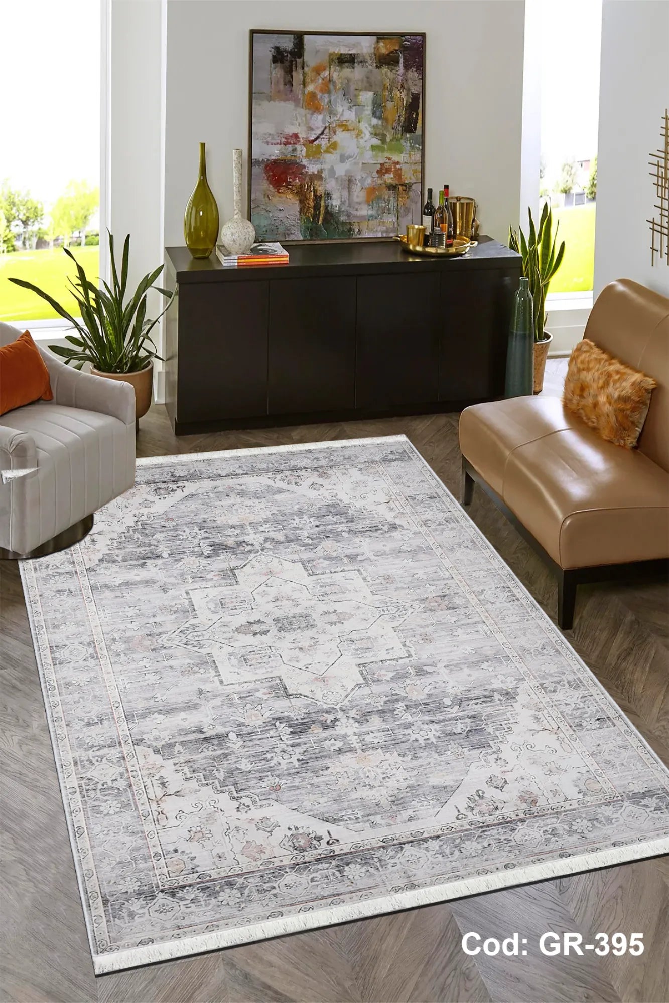 Dijital Baskı Pamuk Dokuma Taban Vintage Desen Halı