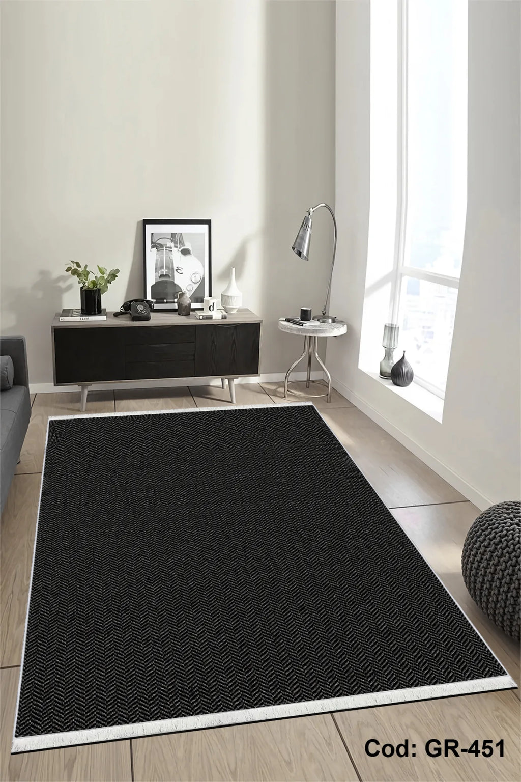 siyah salon halısı doku detayı kaymaz taban
