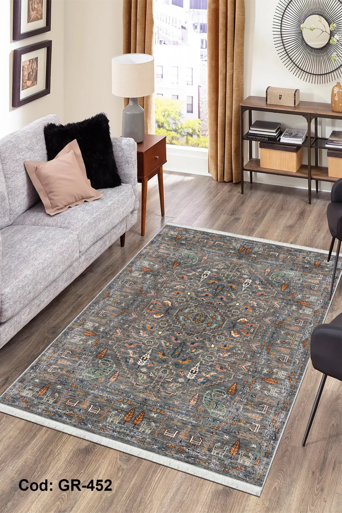 Dijital Baskı Pamuk Dokuma Taban Vintage Desen Halı