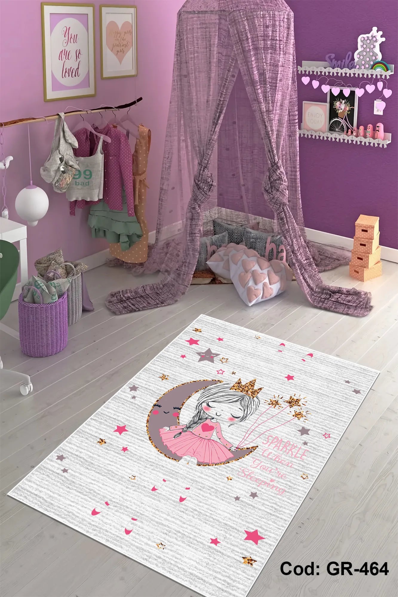 Dijital Baskı Pamuk Dokuma Taban Çocuk Odası Halısı