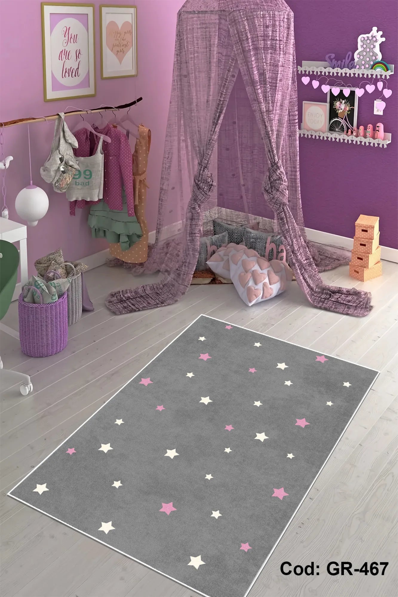 Dijital Baskı Pamuk Dokuma Taban Çocuk Odası Halısı