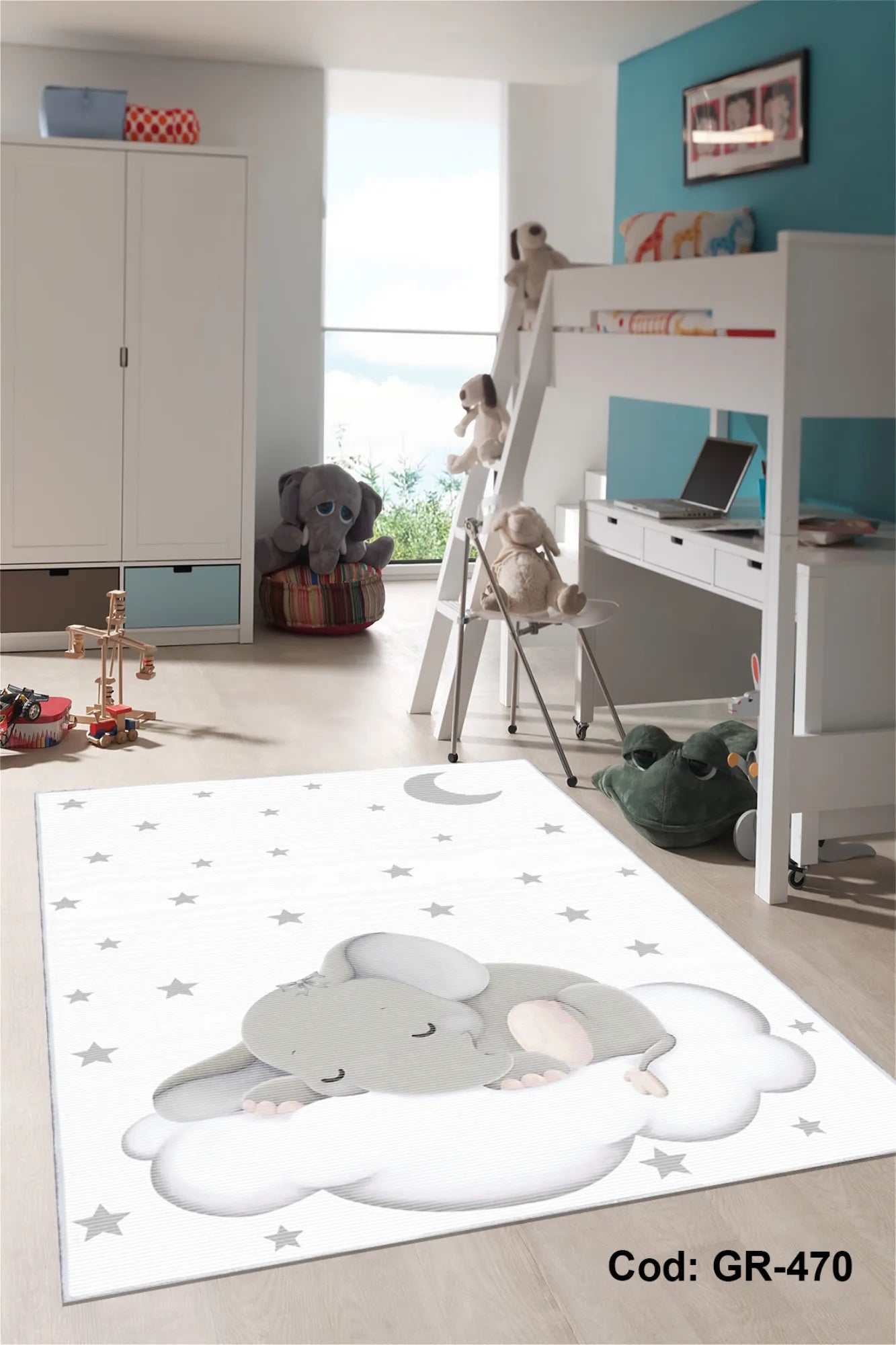 Dijital Baskı Pamuk Dokuma Taban Çocuk Odası Halısı