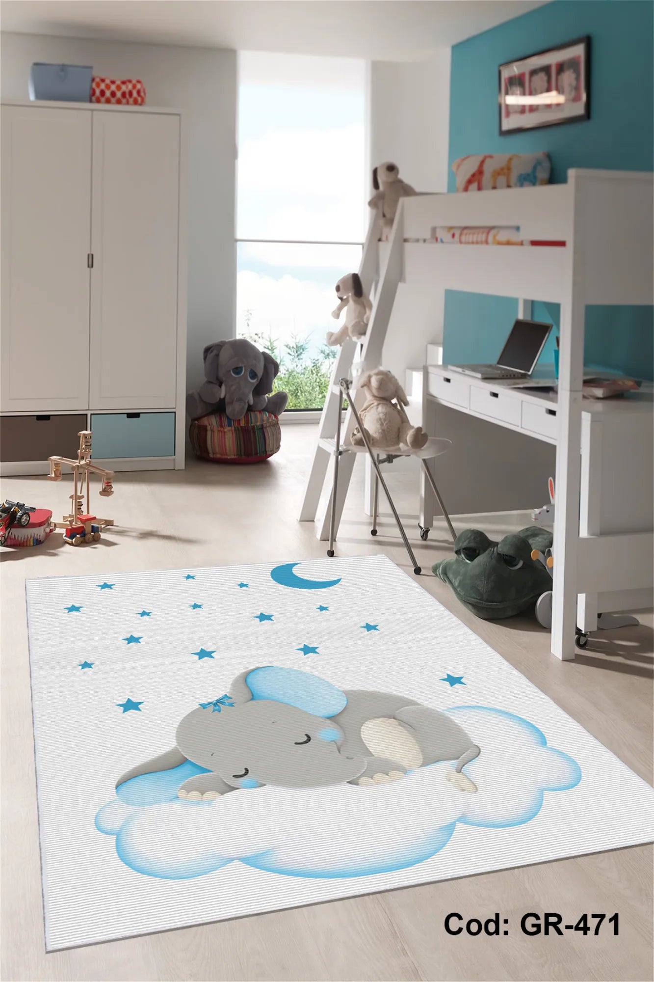 Dijital Baskı Pamuk Dokuma Taban Çocuk Odası Halısı